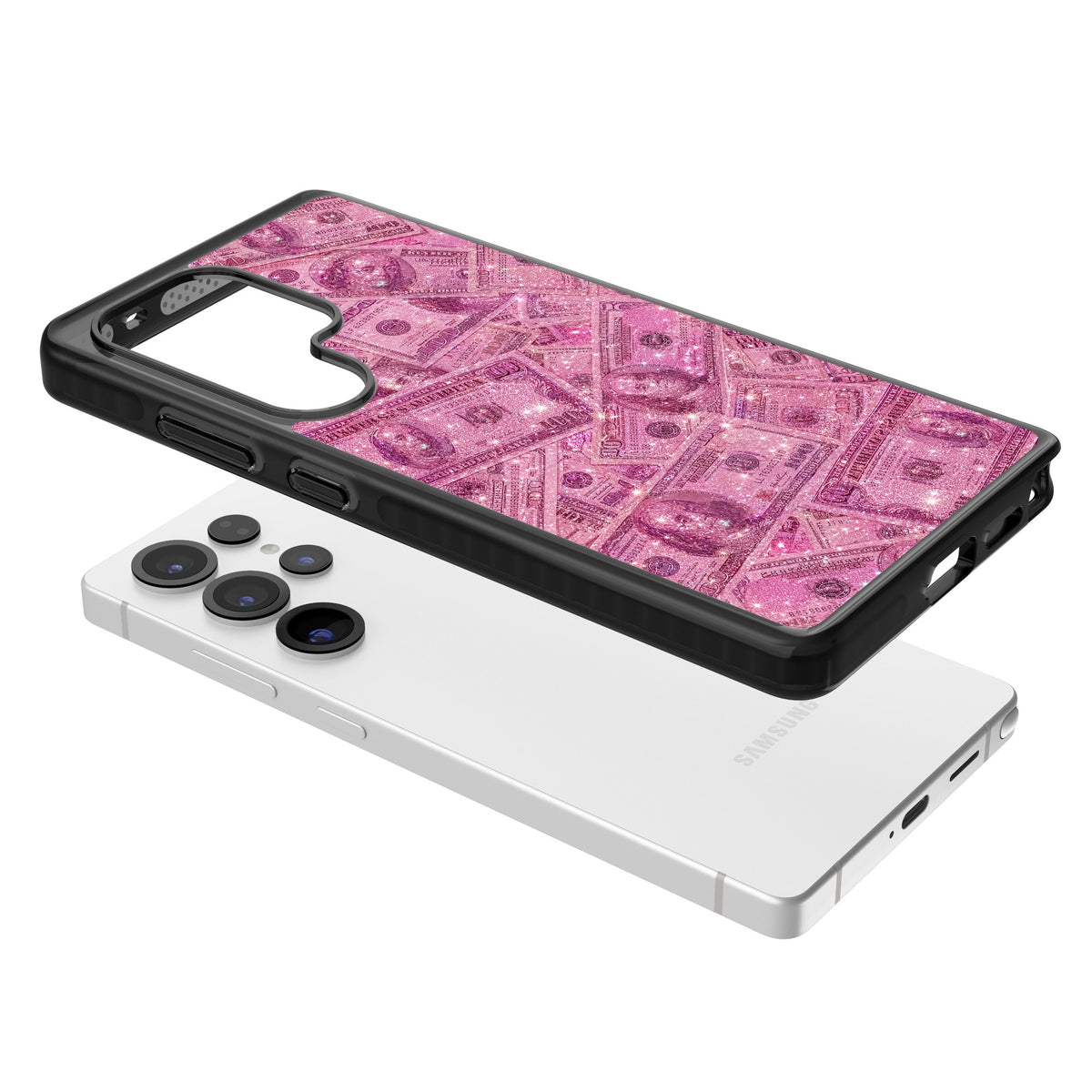 Glamorous Samsung S25 Ultra / Samsung S26 Ultra Impact Black Phone Case angled