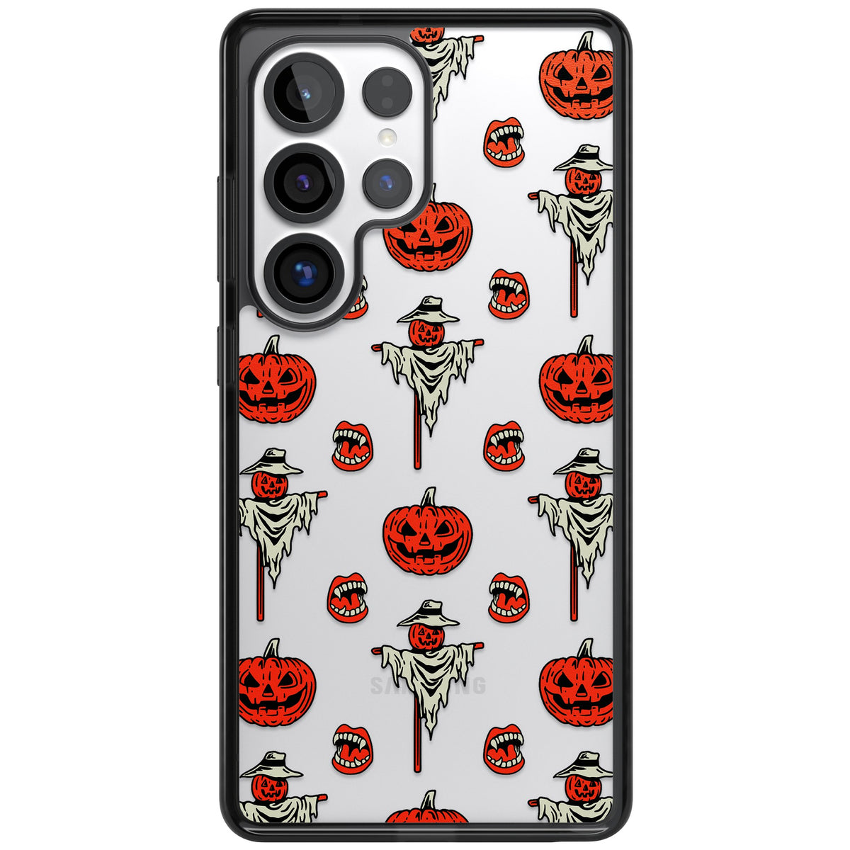 Retro Red Pumpkins & Scarecrows Samsung S25 Ultra / Samsung S26 Ultra Impact Black Phone Case front