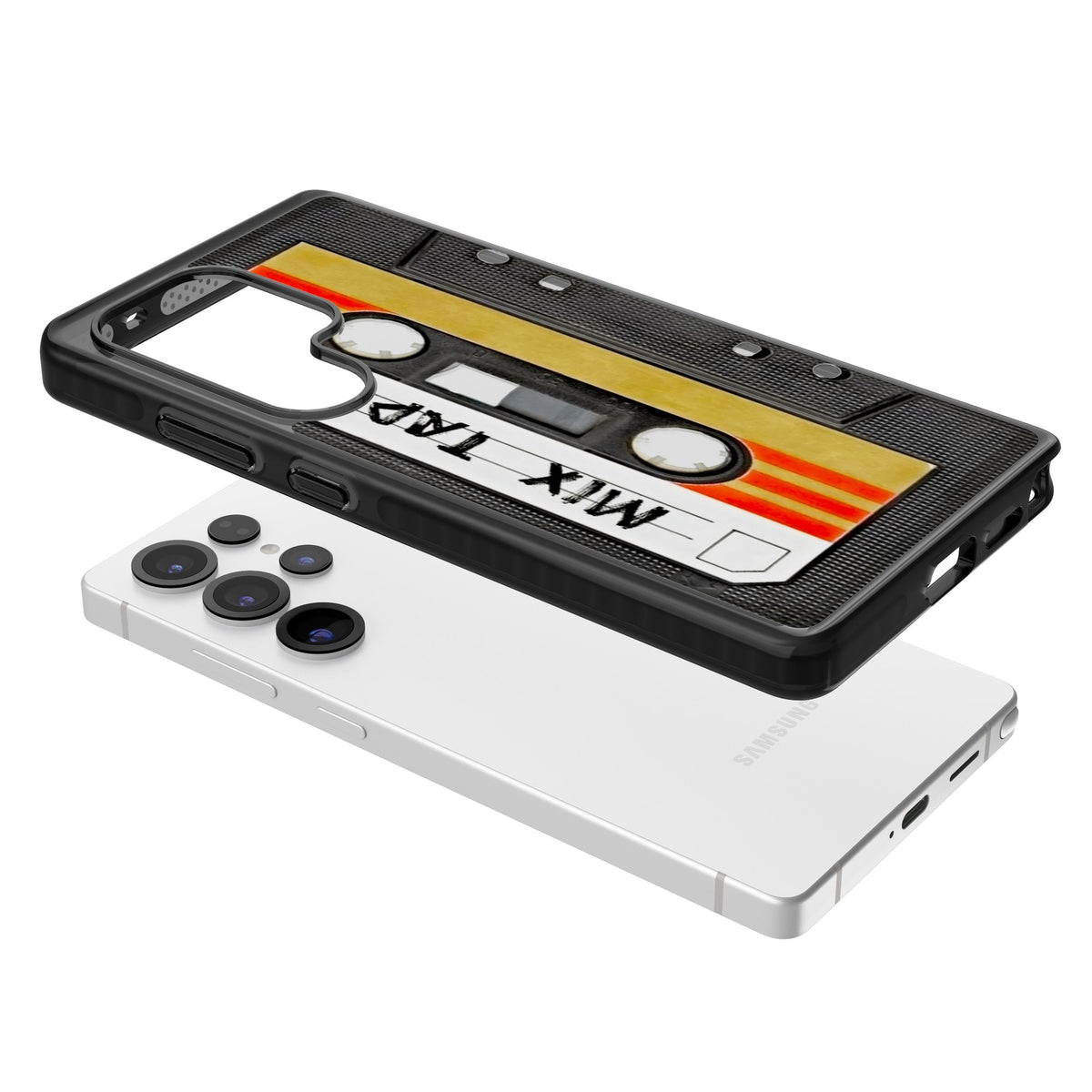Retro Mix Tape Samsung S25 Ultra / Samsung S26 Ultra Impact Black Phone Case angled