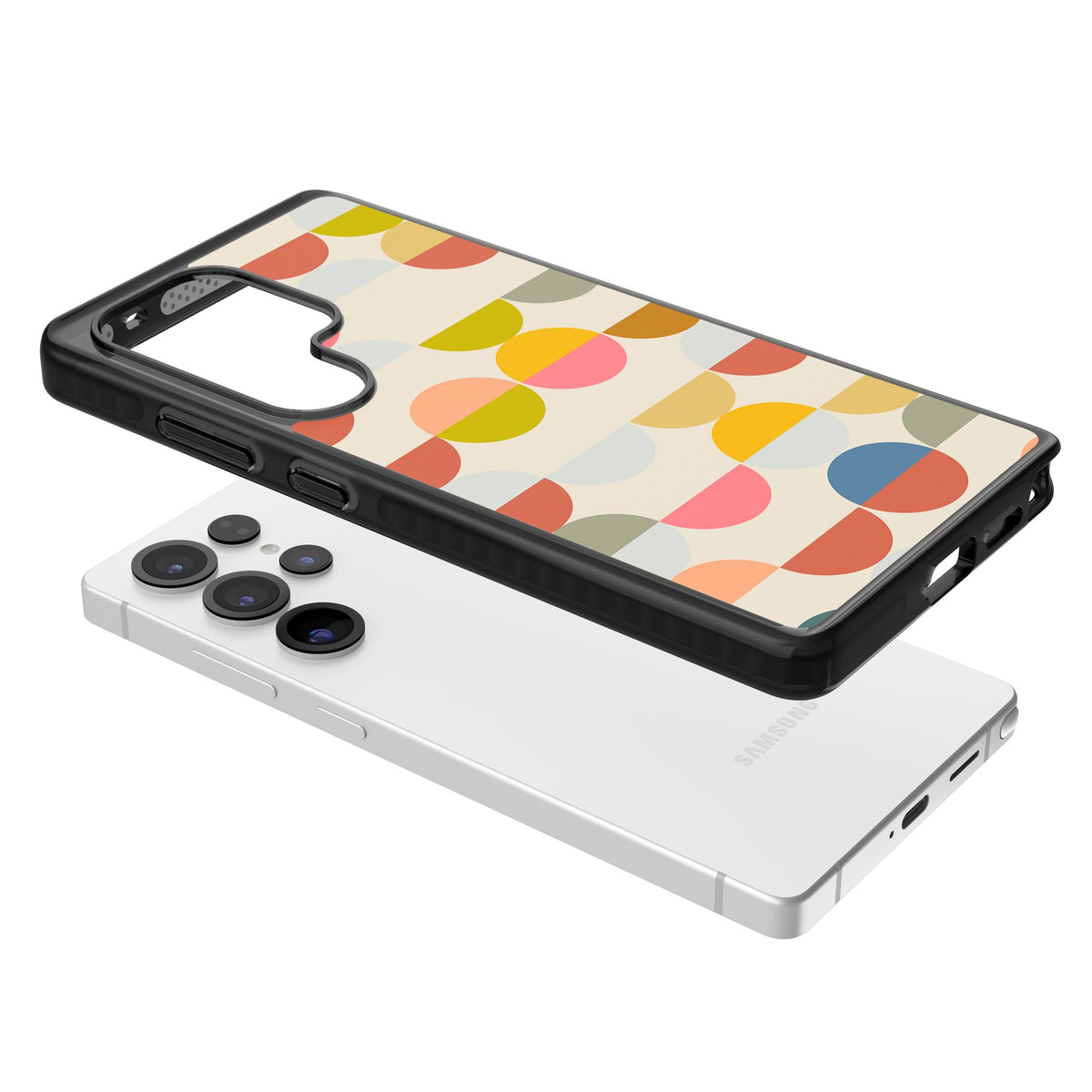 Colorful Retro Circles Samsung S25 Ultra / Samsung S26 Ultra Impact Black Phone Case angled