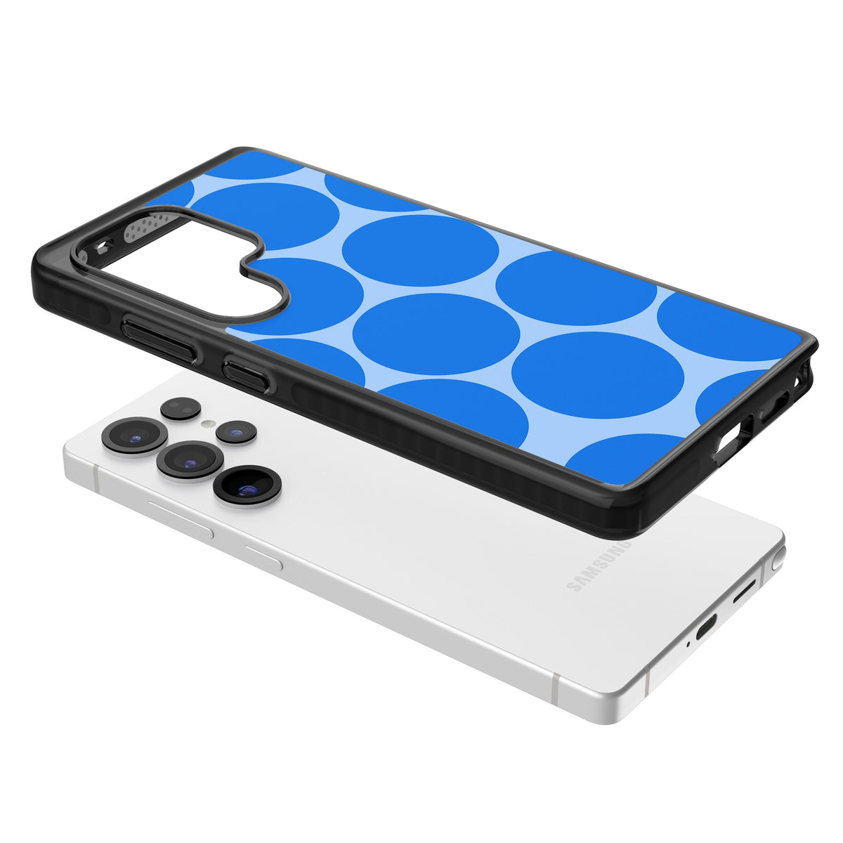 Retro Blue Circles Samsung S25 Ultra / Samsung S26 Ultra Impact Black Phone Case angled
