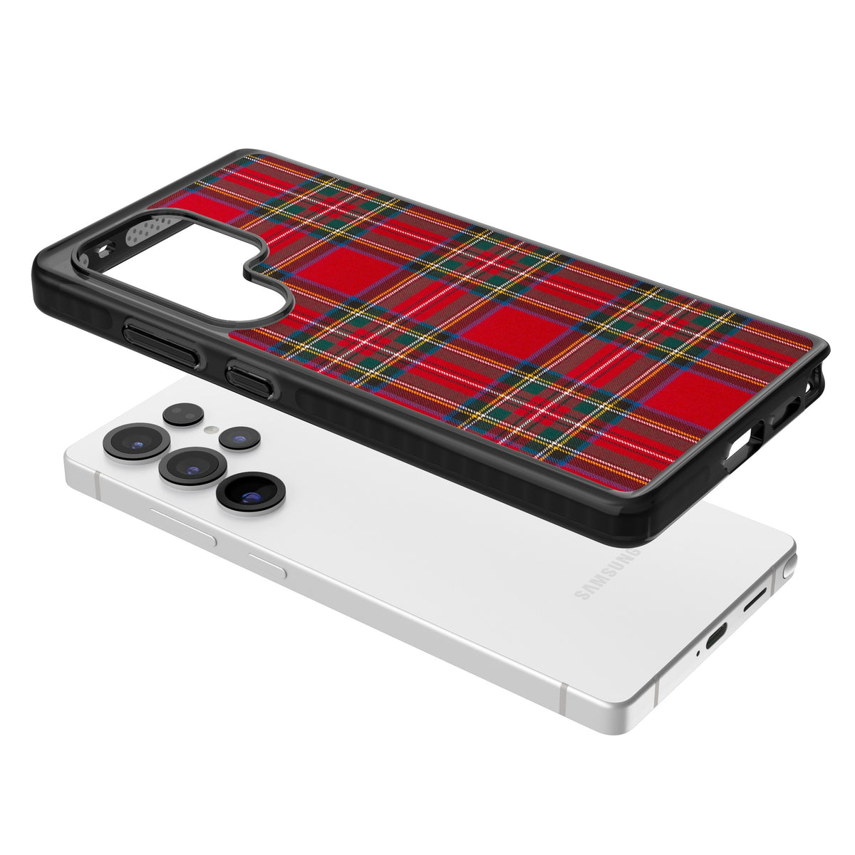 Royal Stewart Tartan Samsung S25 Ultra / Samsung S26 Ultra Impact Black Phone Case angled
