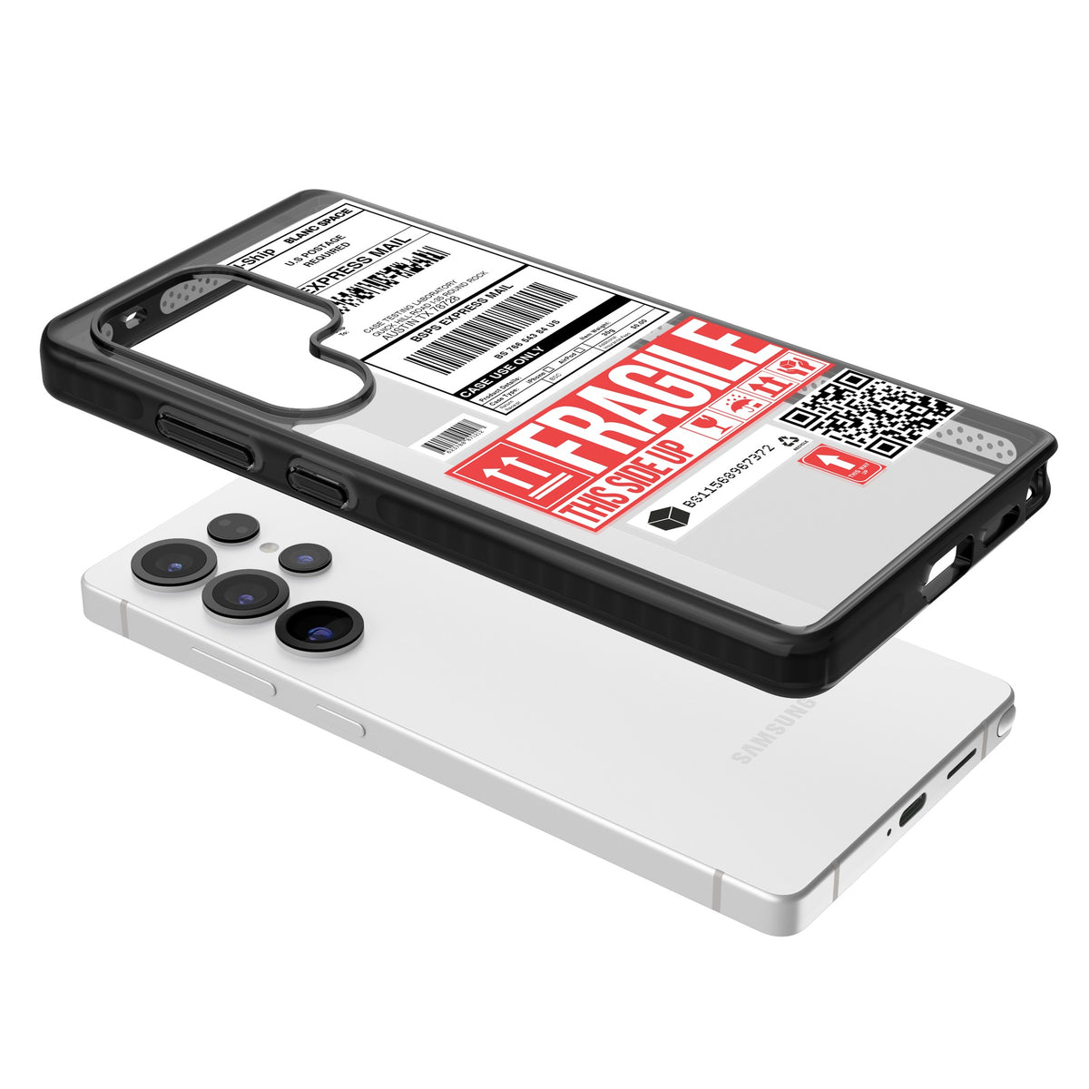 Shipping Label Samsung S25 Ultra / Samsung S26 Ultra Impact Black Phone Case angled