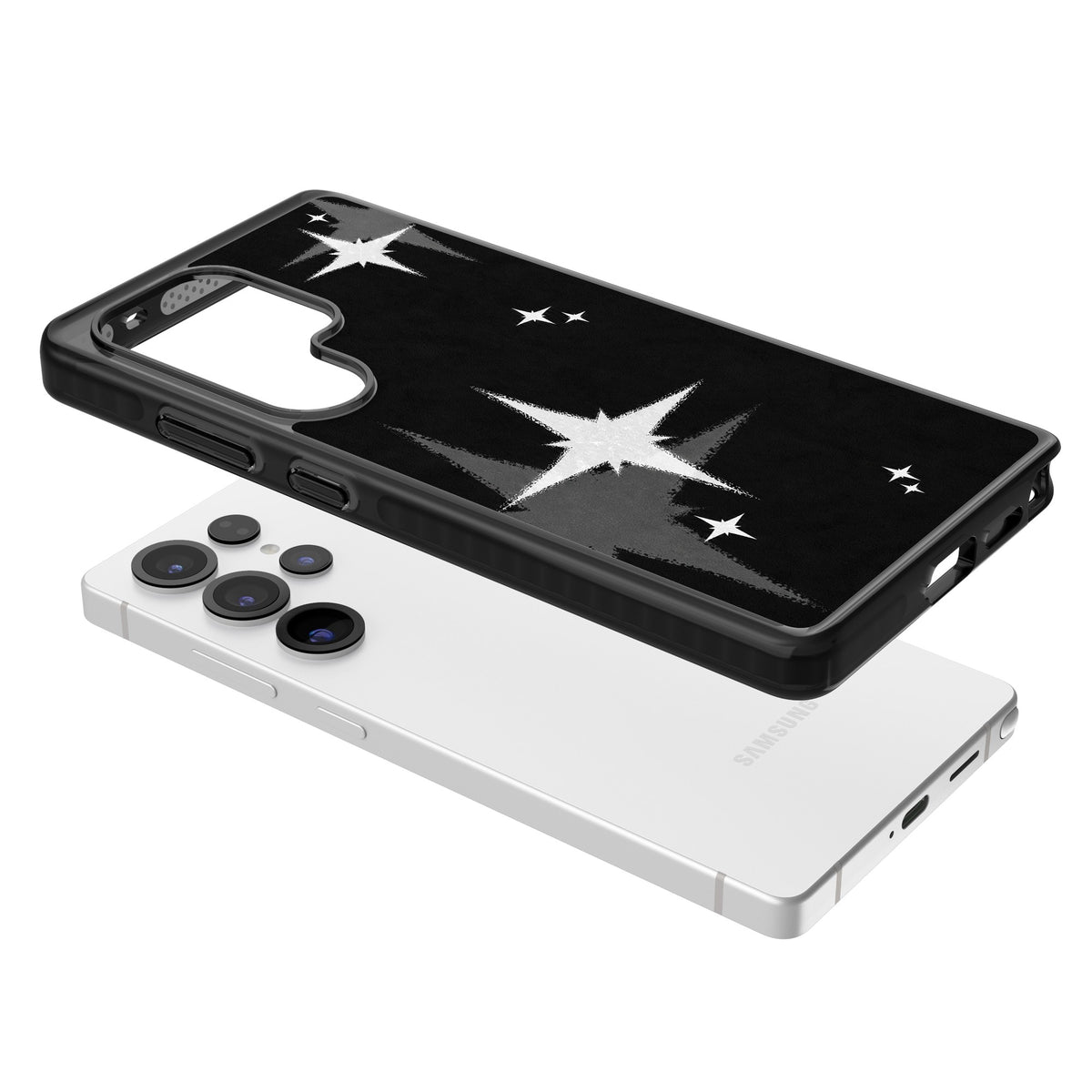 Black Sparkle Samsung S25 Ultra / Samsung S26 Ultra Impact Black Phone Case angled