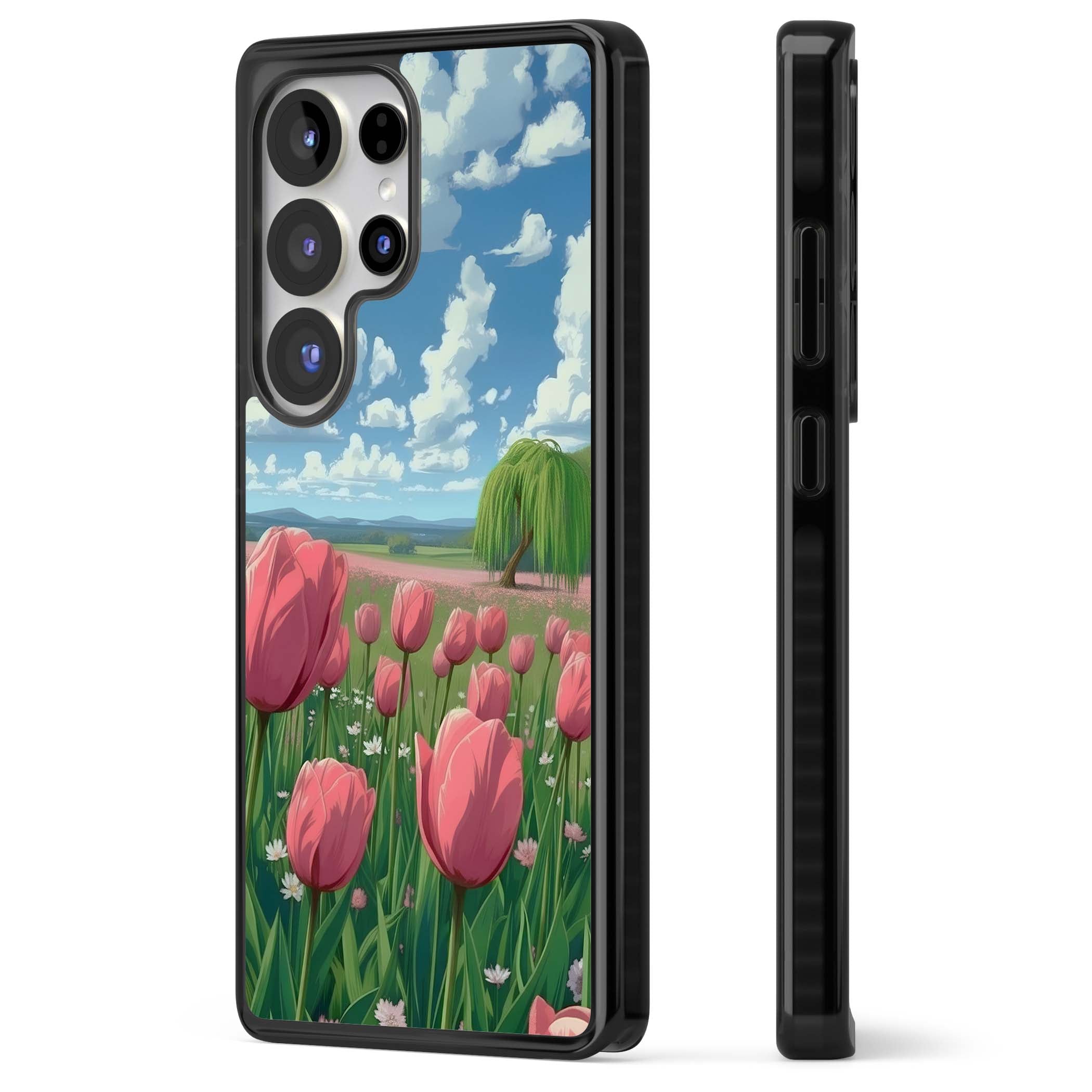 Willow By The Pink Tulips floral iPhone case | Black Impact case for Samsung Galaxy S25 Ultra