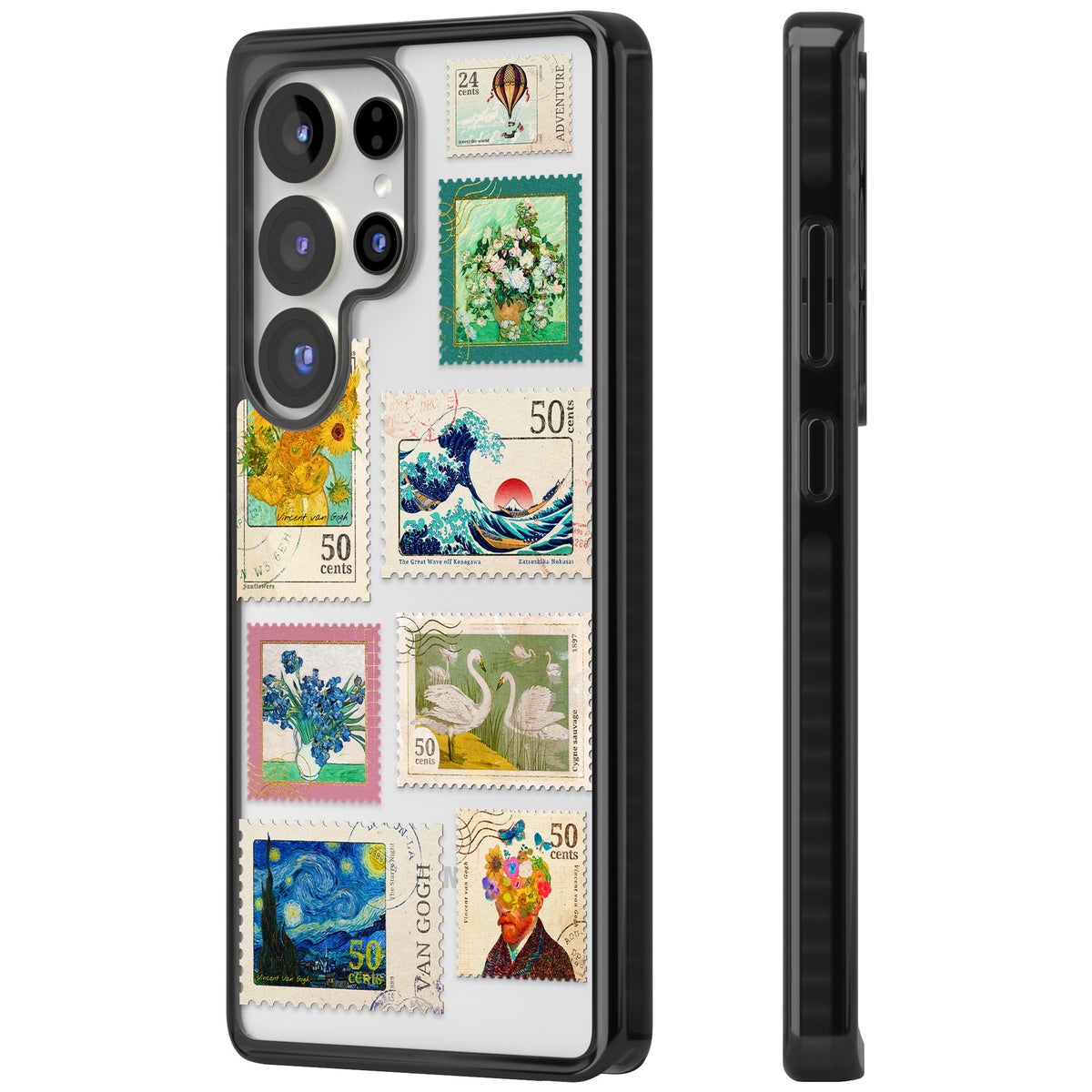 Vintage Art Stamps Samsung S25 Ultra / Samsung S26 Ultra Impact Black Phone Case side