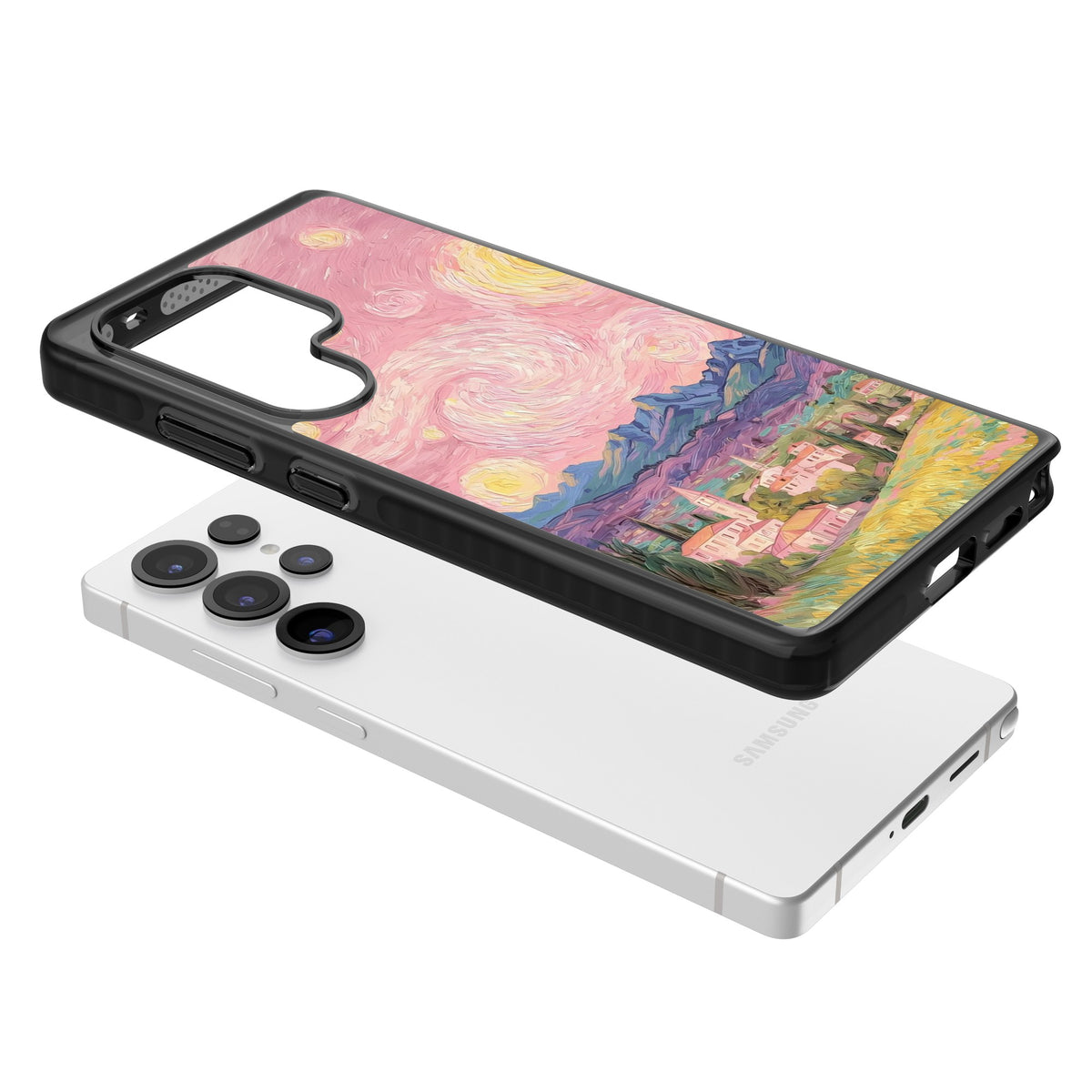 The Starry Sunset Samsung S25 Ultra / Samsung S26 Ultra Impact Black Phone Case angled