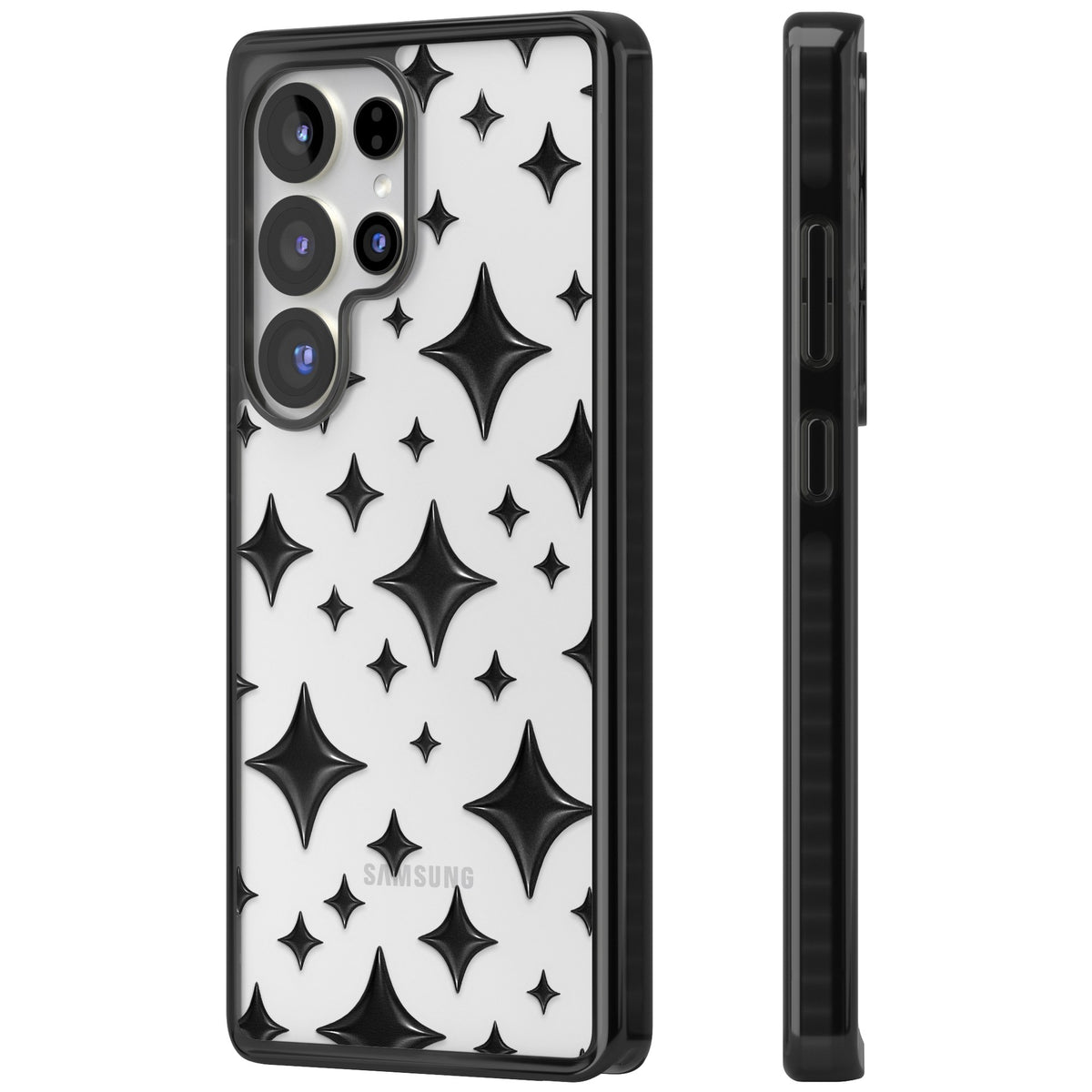 Black Puff Sparkle Pattern Samsung S25 Ultra / Samsung S26 Ultra Impact Black Phone Case side