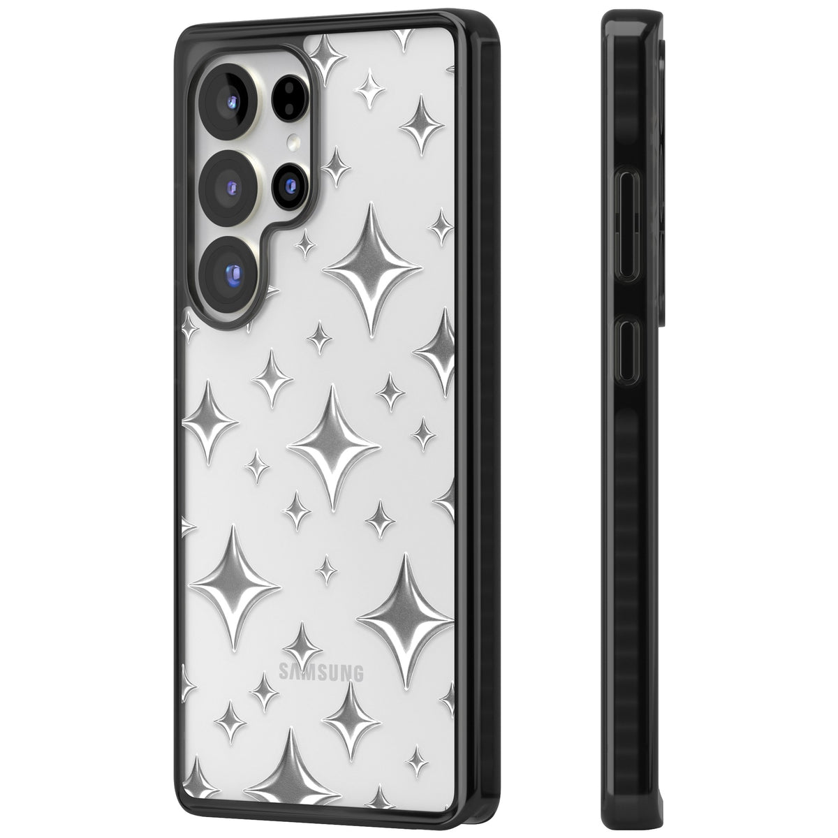 Chrome Puff Sparkle Pattern Samsung S25 Ultra / Samsung S26 Ultra Impact Black Phone Case side