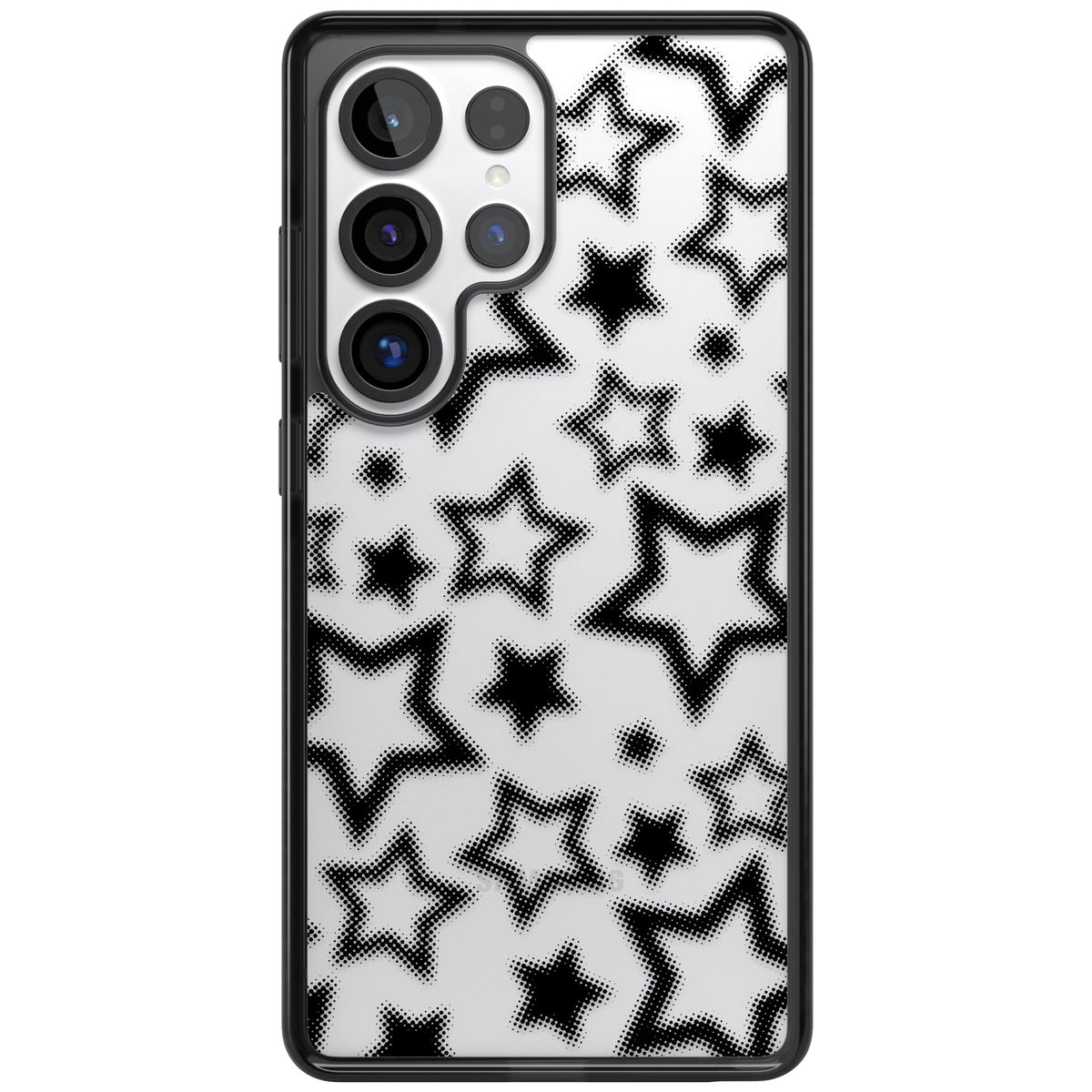 Black Halftone Stars (Clear) Samsung S25 Ultra / Samsung S26 Ultra Impact Black Phone Case front