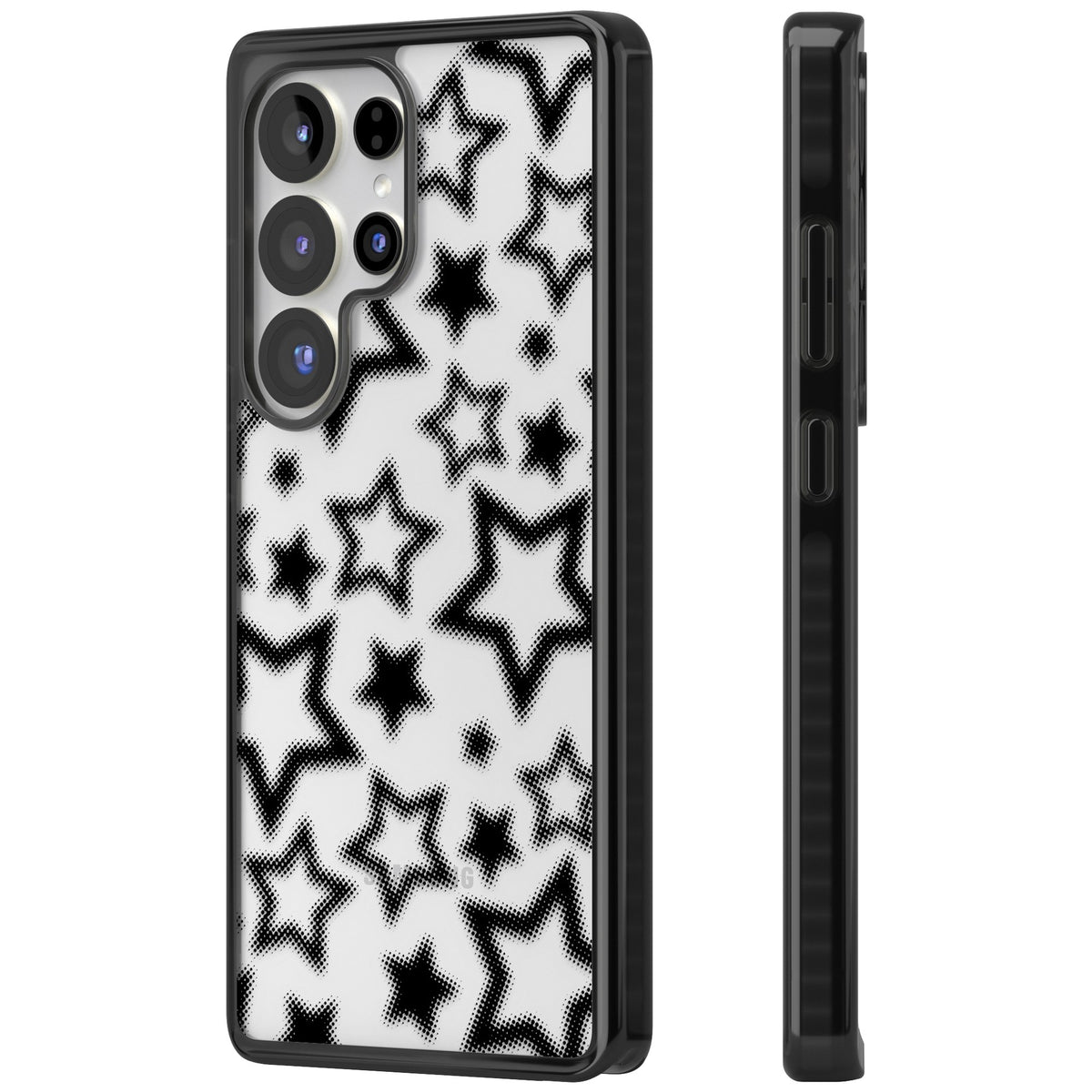 Black Halftone Stars (Clear) Samsung S25 Ultra / Samsung S26 Ultra Impact Black Phone Case side
