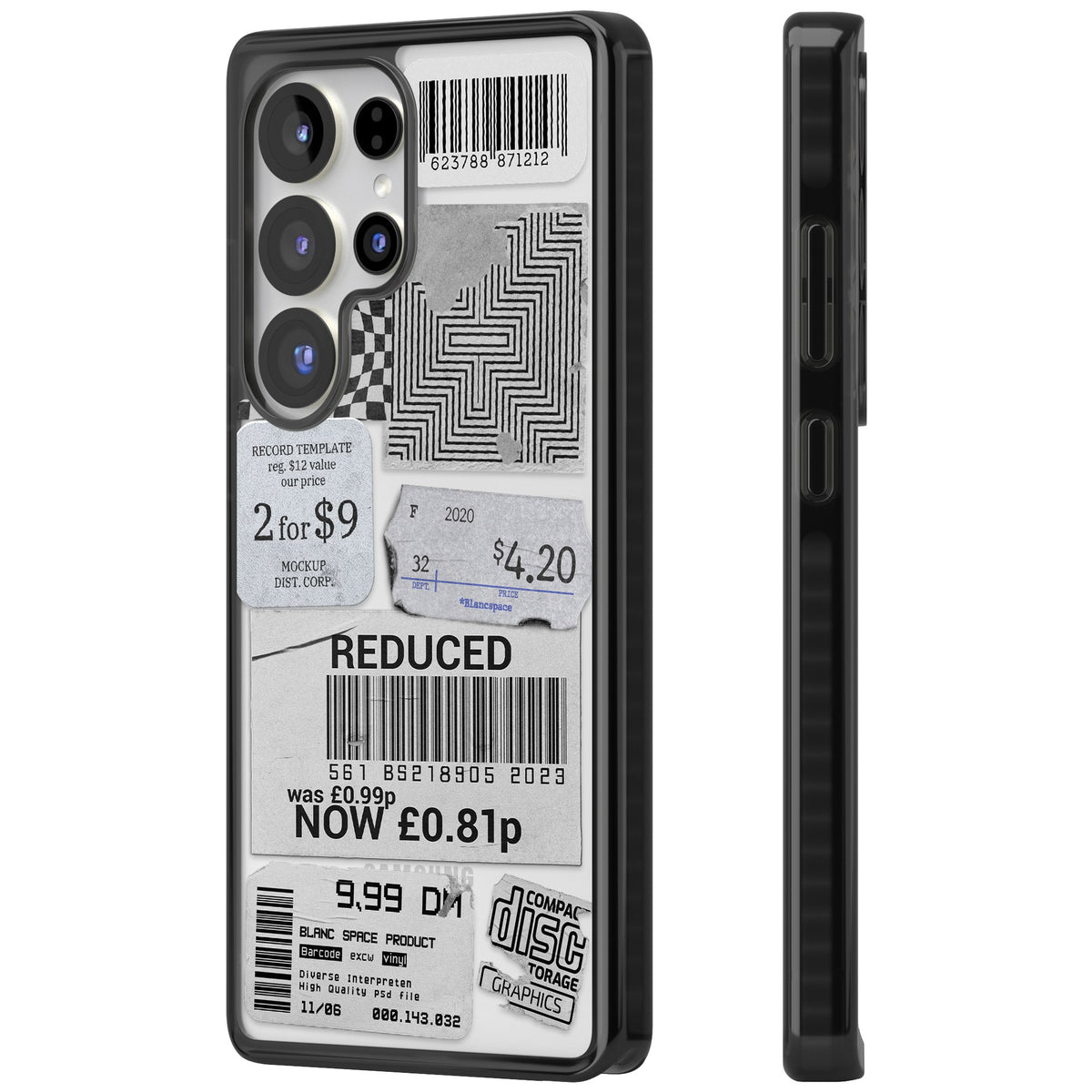 White Sticker Mix Samsung S25 Ultra / Samsung S26 Ultra Impact Black Phone Case side
