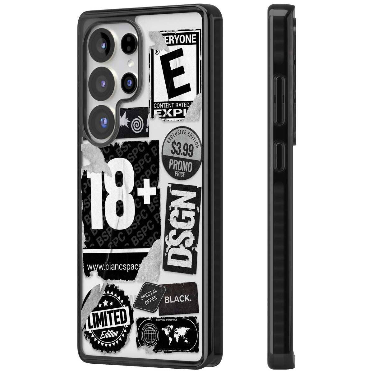 Black Sticker Mix Samsung S25 Ultra / Samsung S26 Ultra Impact Black Phone Case side
