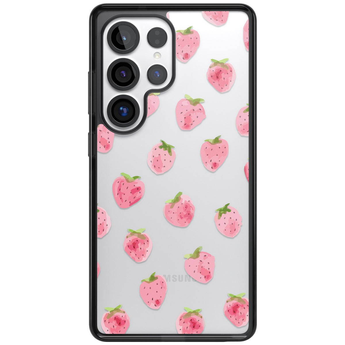 Pink Strawberry Samsung S25 Ultra / Samsung S26 Ultra Impact Black Phone Case front