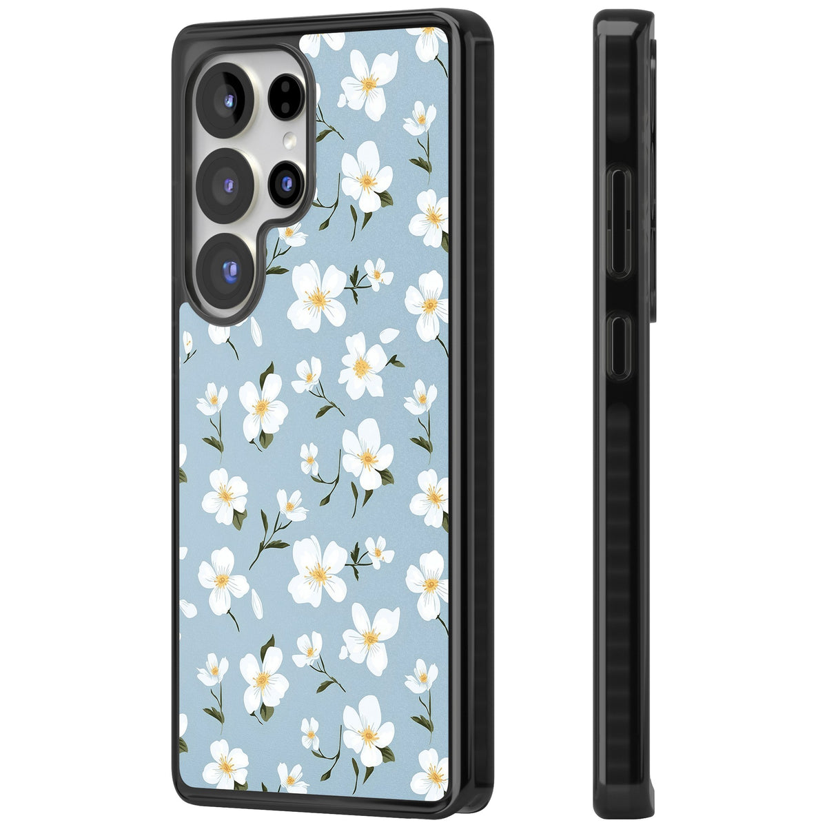 Powder Blue Petals Samsung S25 Ultra / Samsung S26 Ultra Impact Black Phone Case side