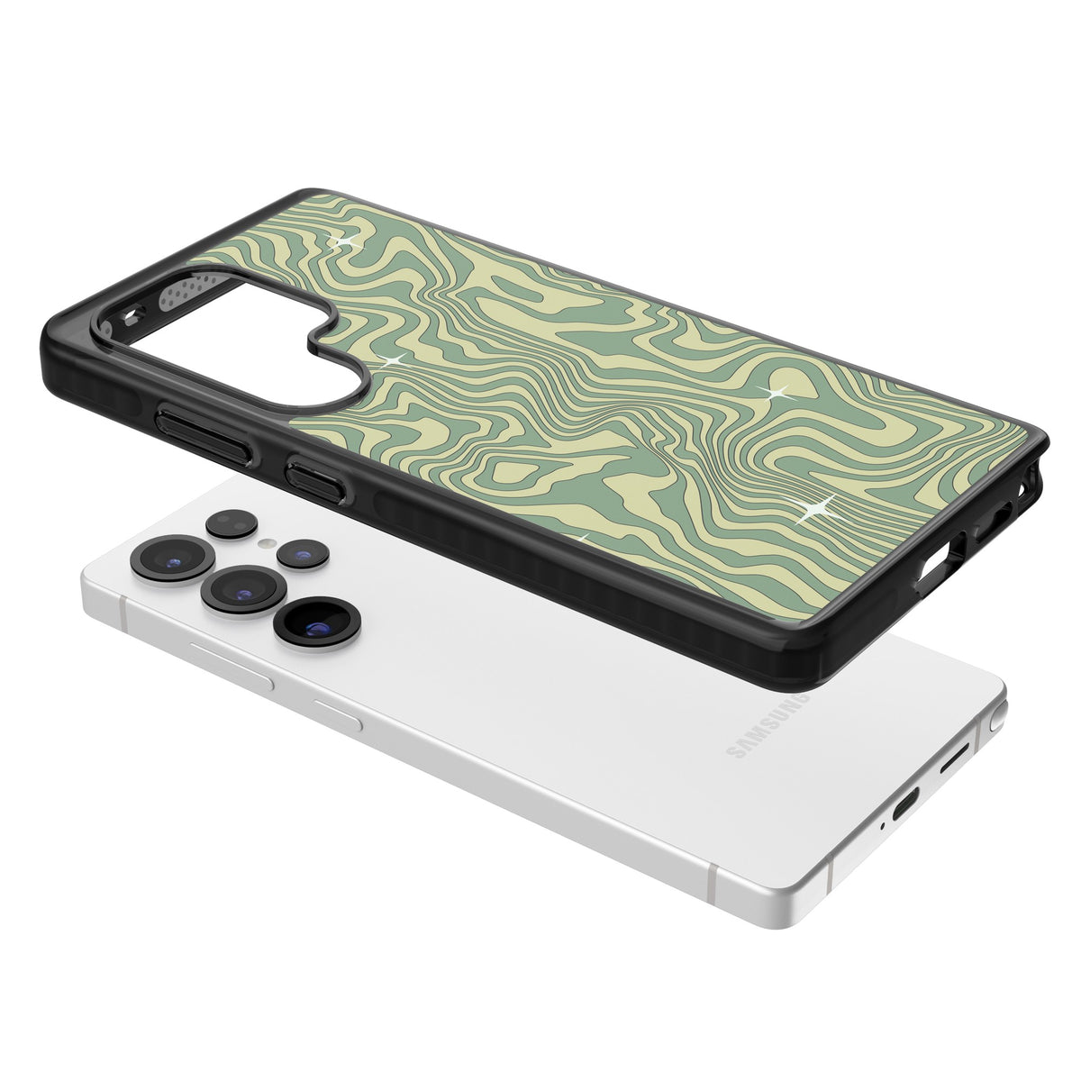 Sage Ripple Samsung S25 Ultra / Samsung S26 Ultra Impact Black Phone Case angled