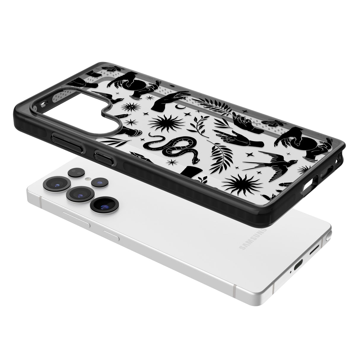 Mystic Magic (Black) Samsung S25 Ultra / Samsung S26 Ultra Impact Black Phone Case angled