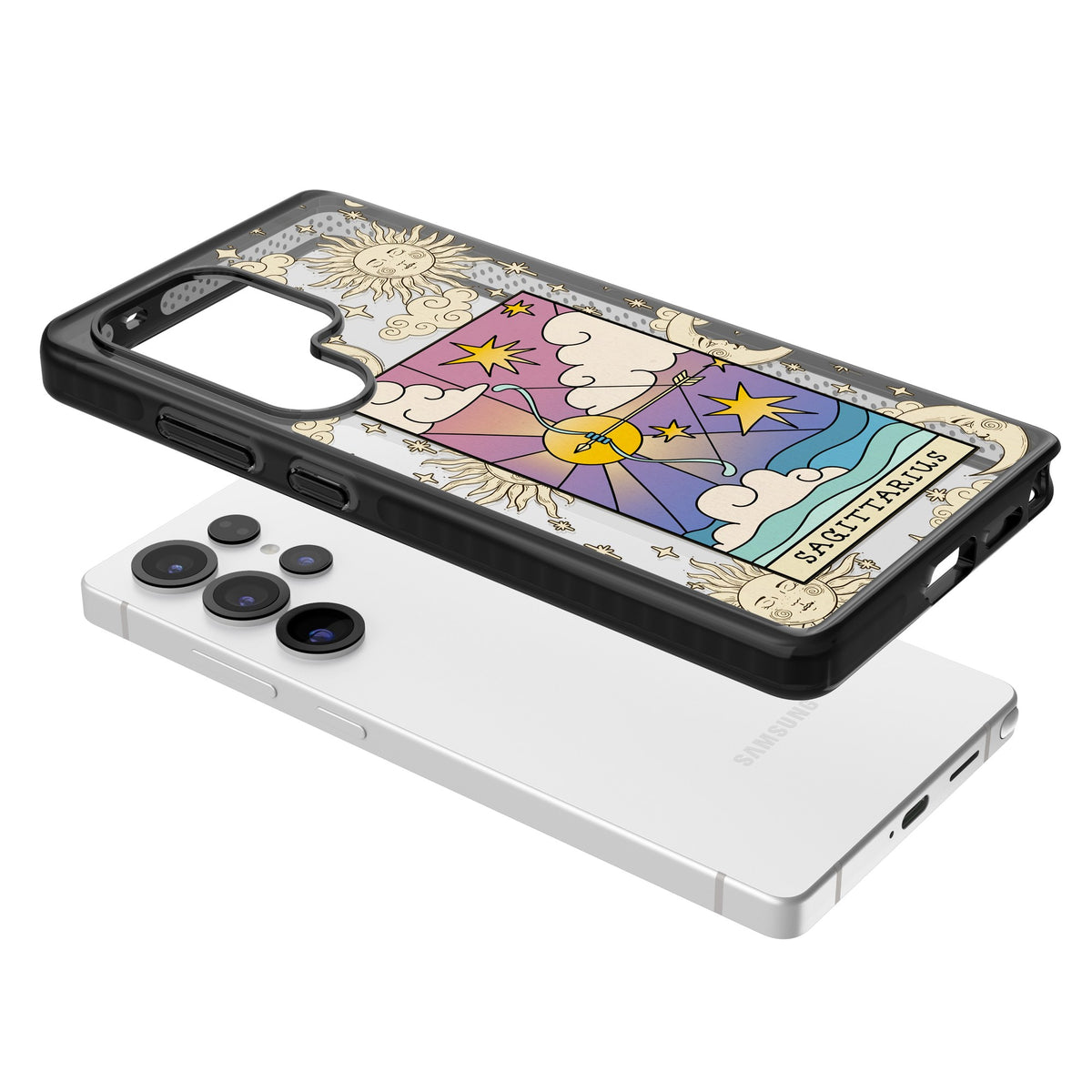 Celestial Zodiac Sagittarius Samsung S25 Ultra / Samsung S26 Ultra Impact Black Phone Case angled