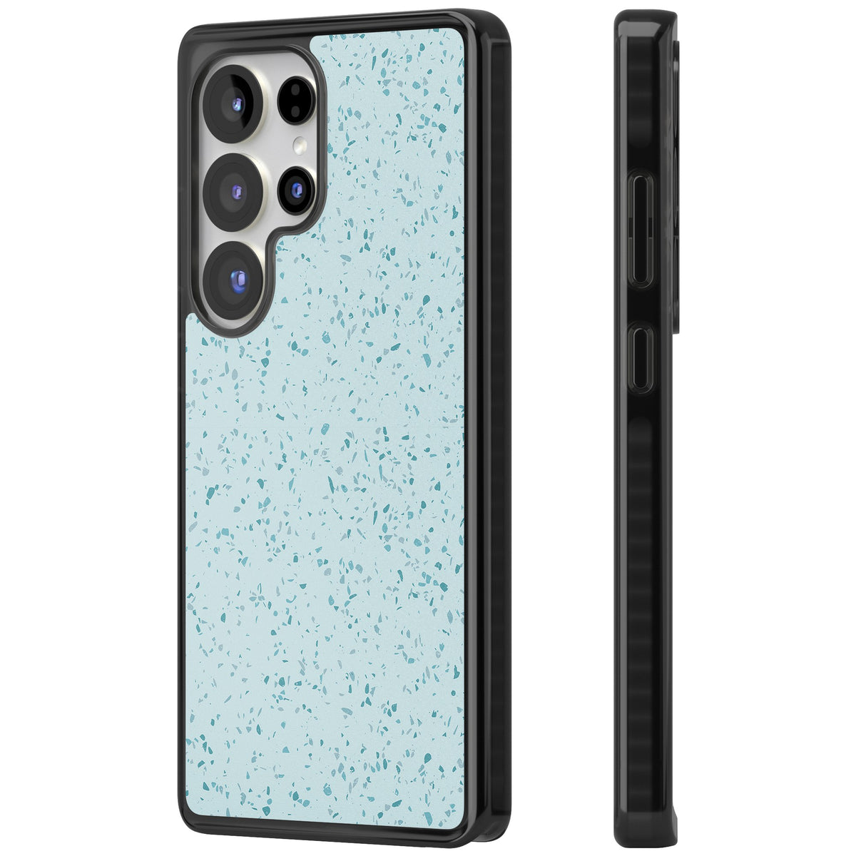 Light Blue Terrazzo Pattern Samsung S25 Ultra / Samsung S26 Ultra Impact Black Phone Case side