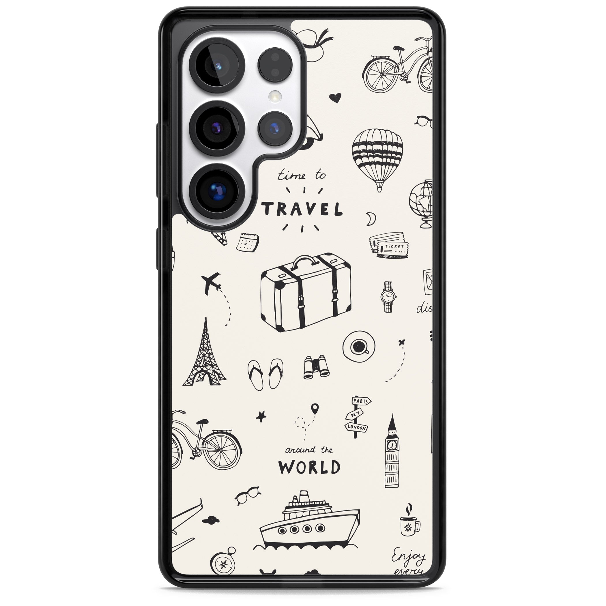 Cute Travel Pattern, White On