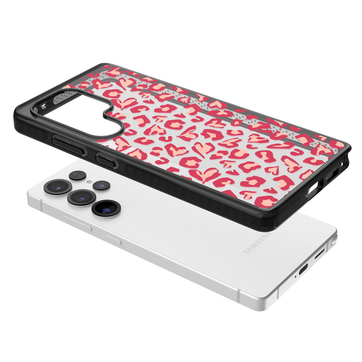 Heart Leopard Print Samsung S25 Ultra / Samsung S26 Ultra Impact Black Phone Case angled