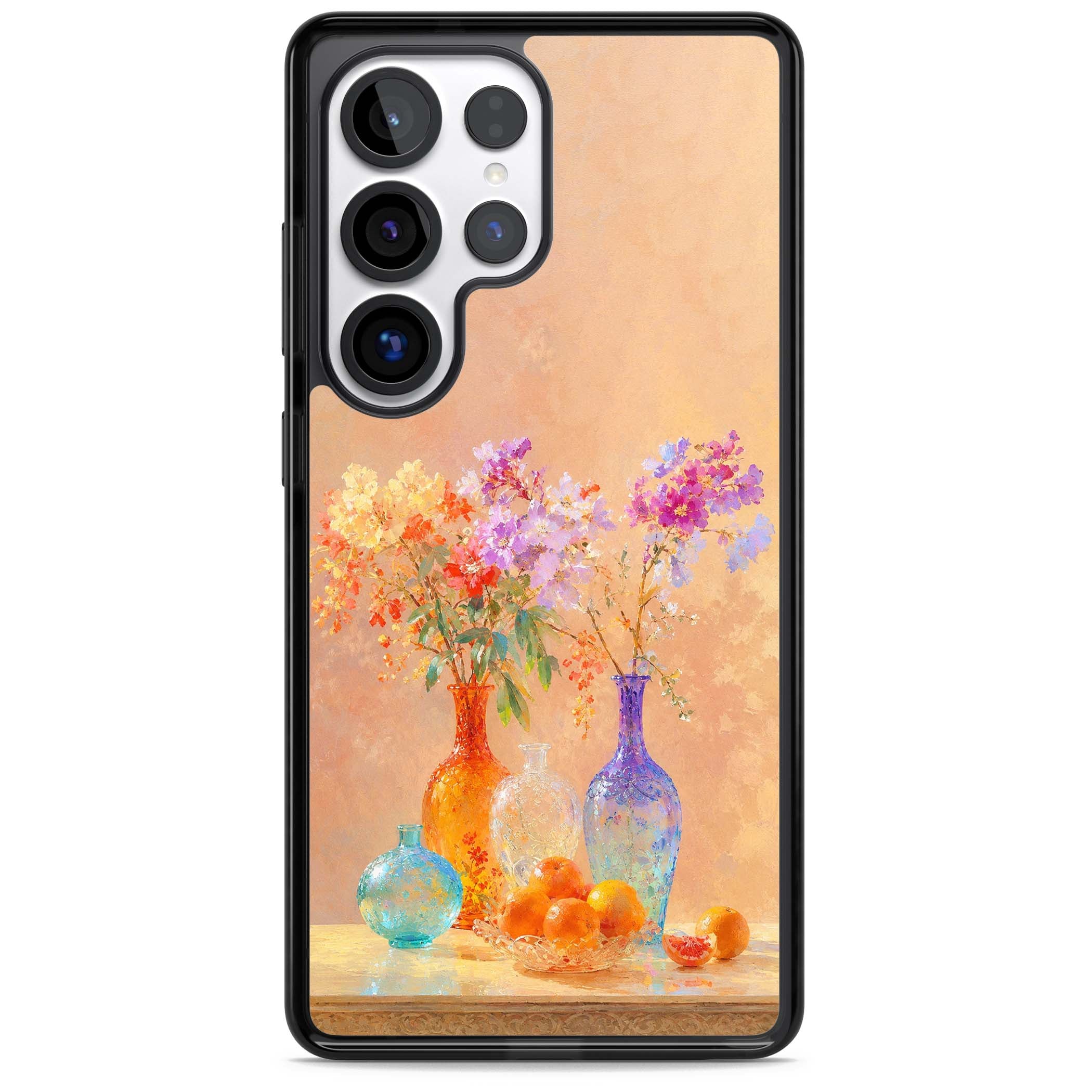 Peach Glass art iPhone case | Black Impact case for Samsung Galaxy S25 Ultra