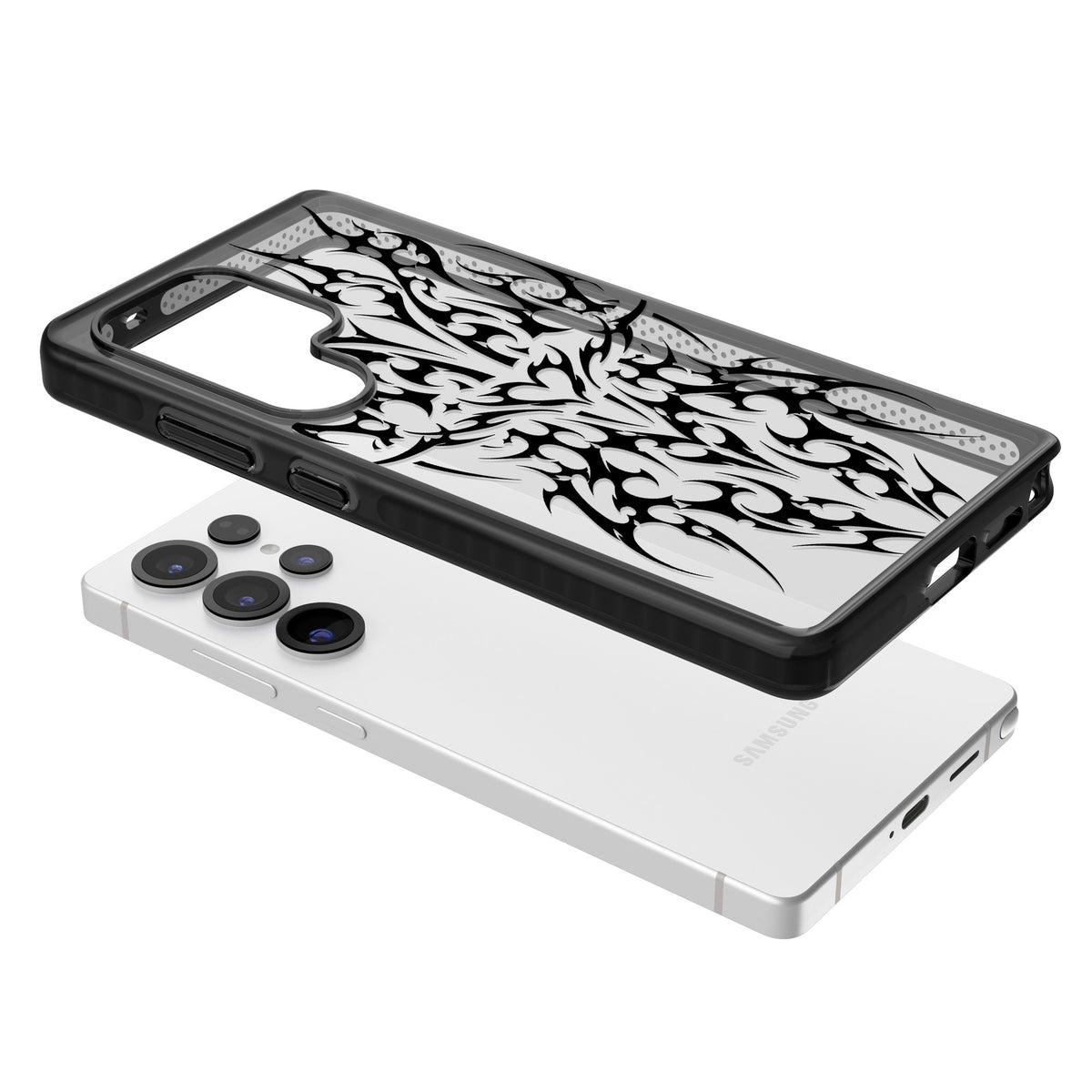Neo Tribal Heart Samsung S25 Ultra / Samsung S26 Ultra Impact Black Phone Case angled
