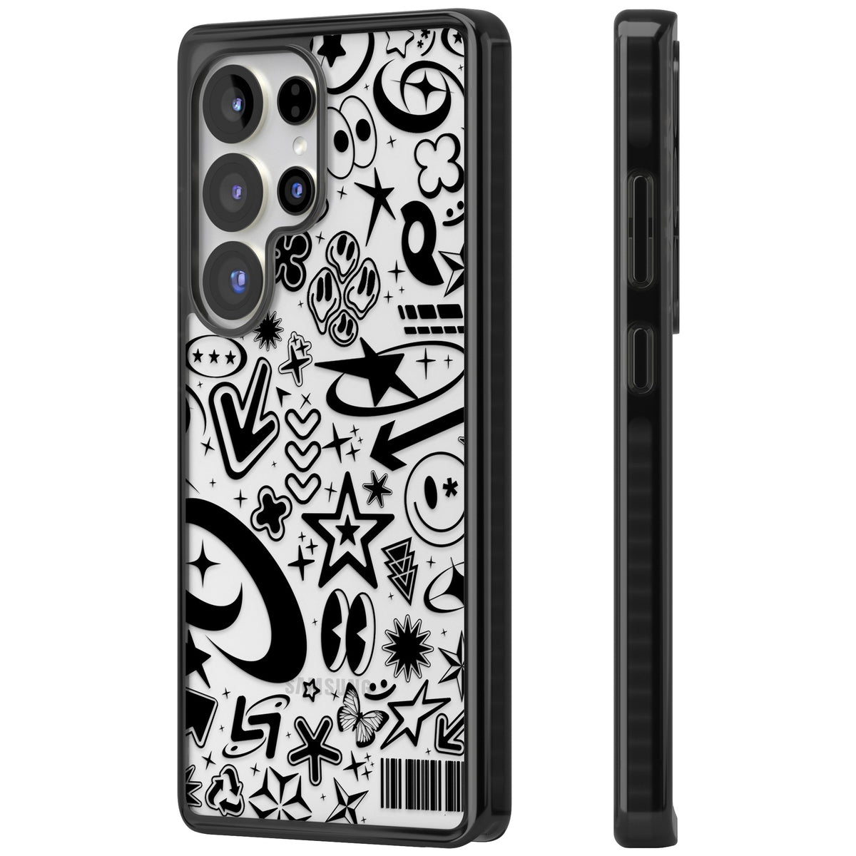 Black Y2K Pattern Samsung S25 Ultra / Samsung S26 Ultra Impact Black Phone Case side