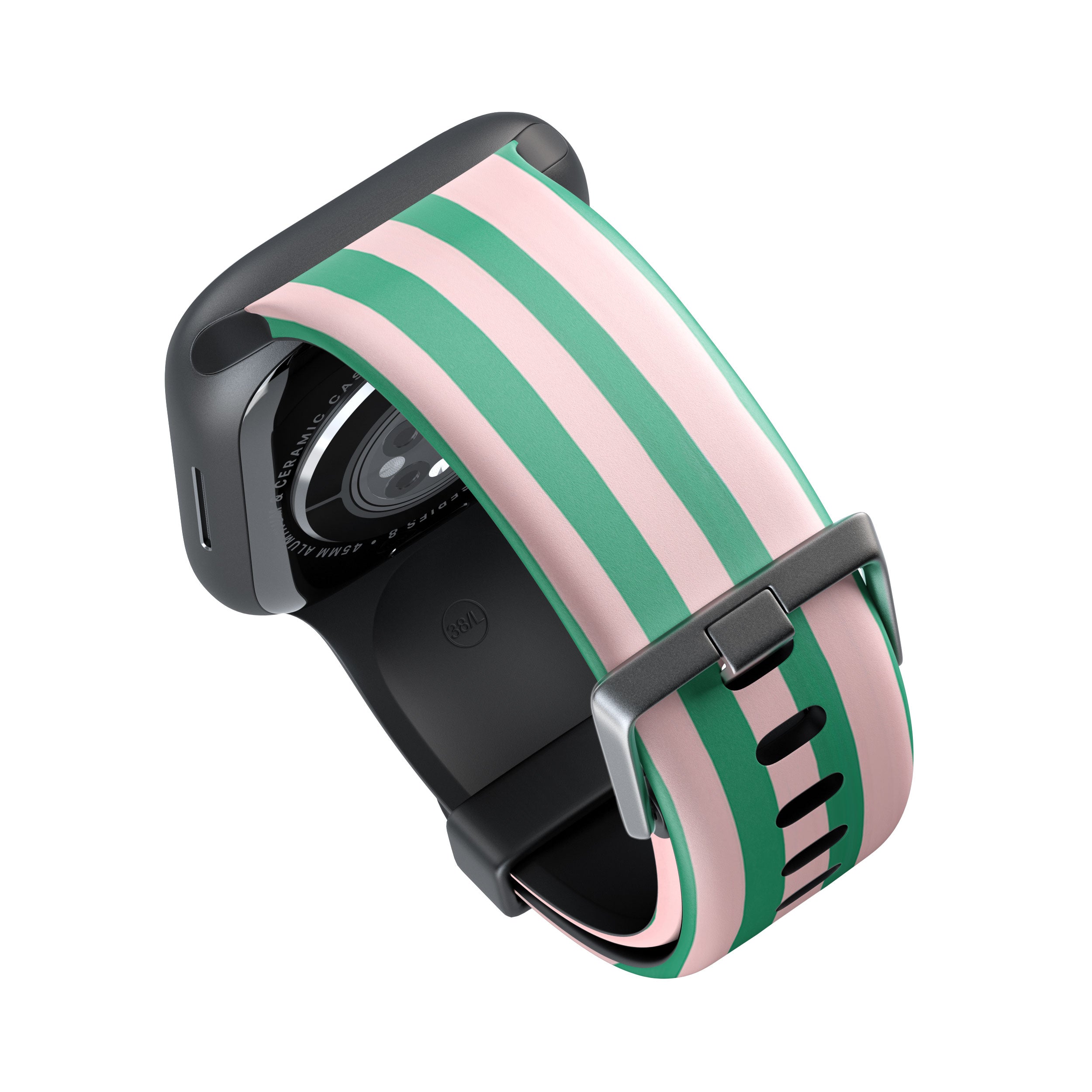 Pink & Green Striped Apple Watch Strap - 38mm / 40mm / 41mm