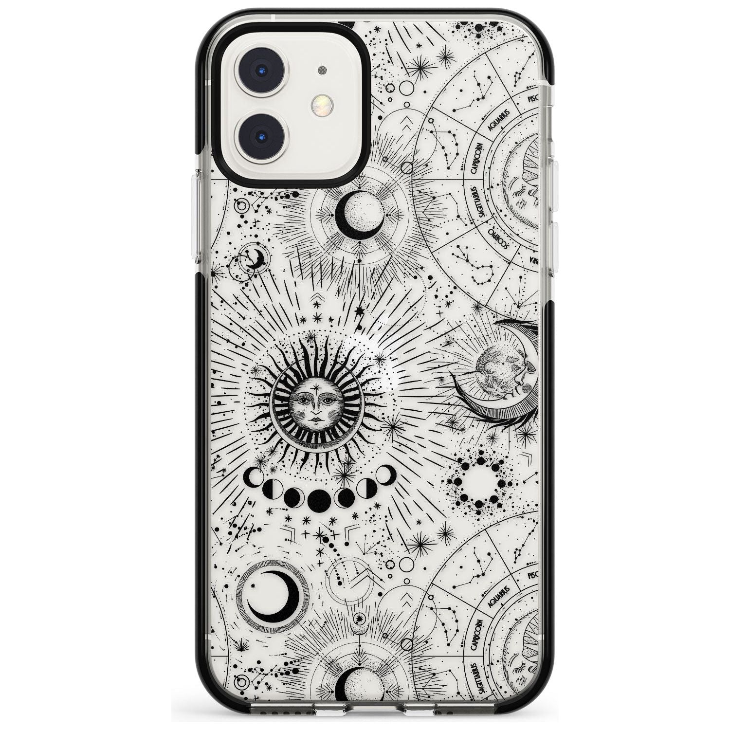 Transparent Suns & Zodiac Charts iPhone Case Black Impact Phone Case - Case Warehouse