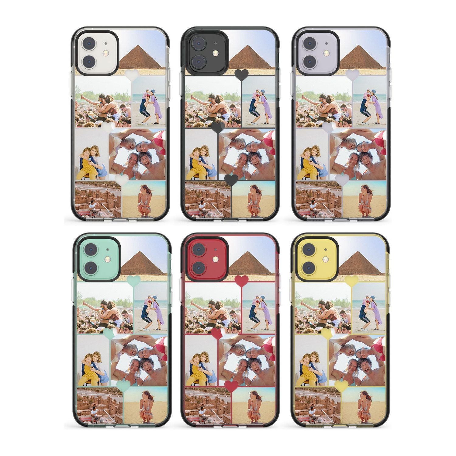 Personalised Heart Photo Grid Impact Phone Case for iPhone 11, iphone 12