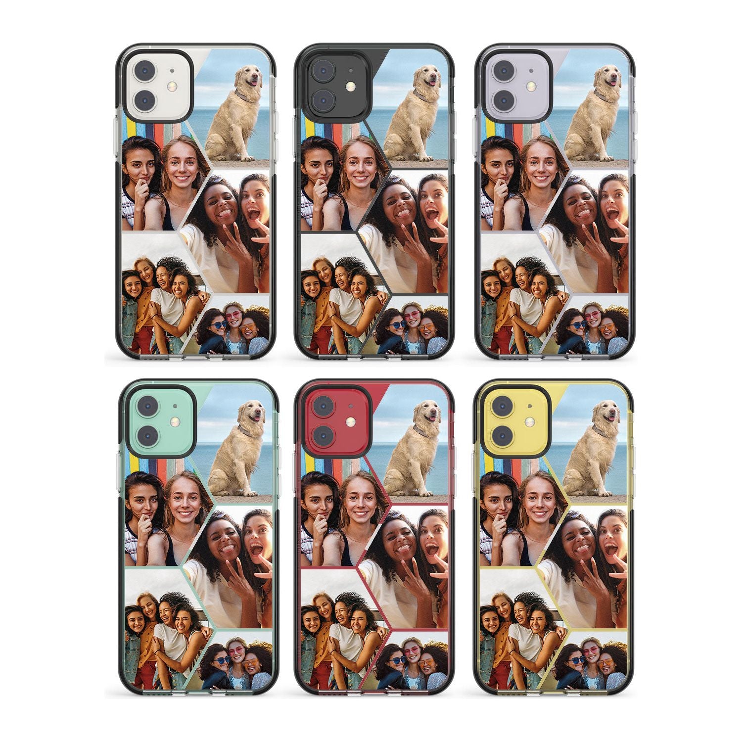 Personalised Heart Photo Grid Impact Phone Case for iPhone 11, iphone 12