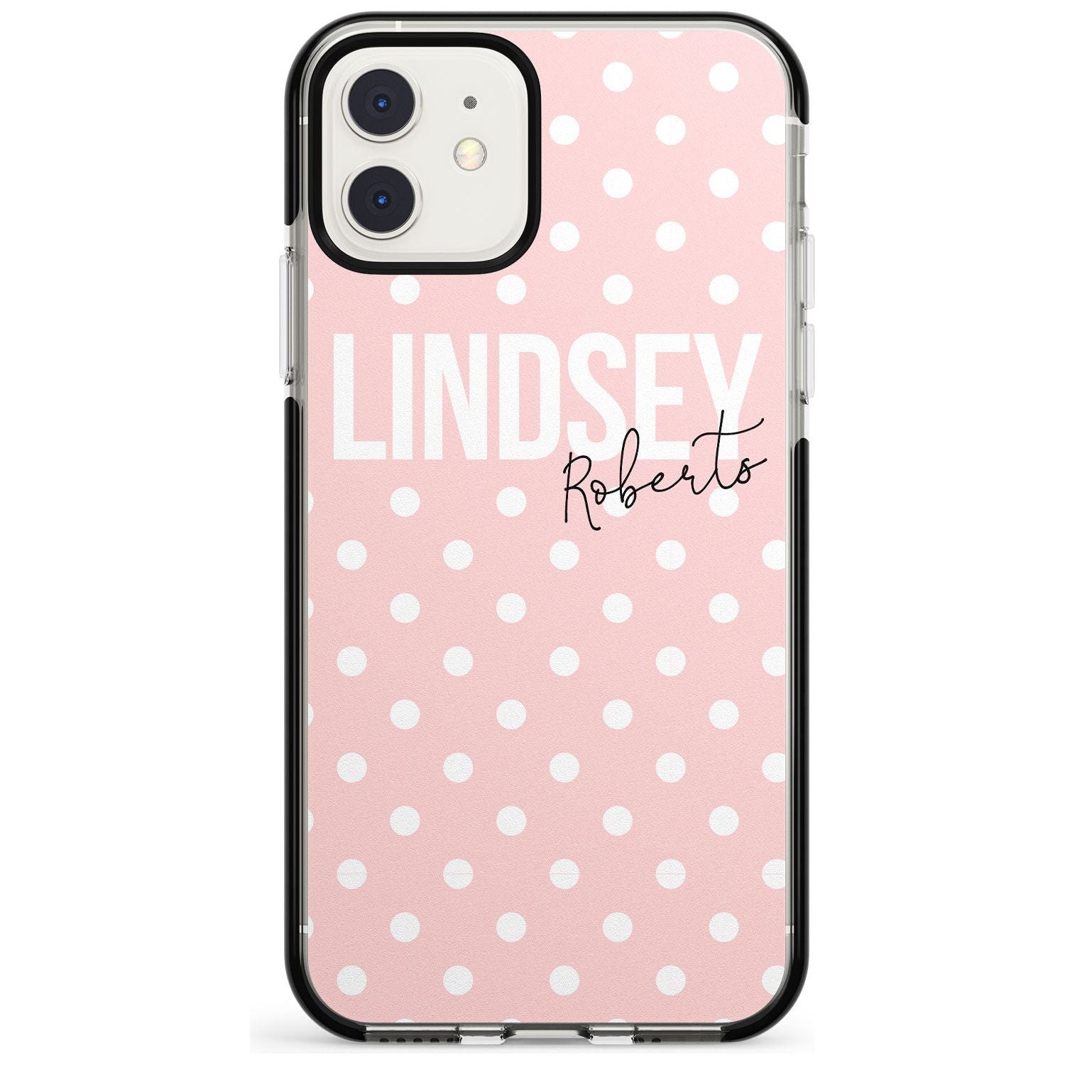 Custom Pink Polka iPhone Case Black Impact Custom Phone Case - Case Warehouse