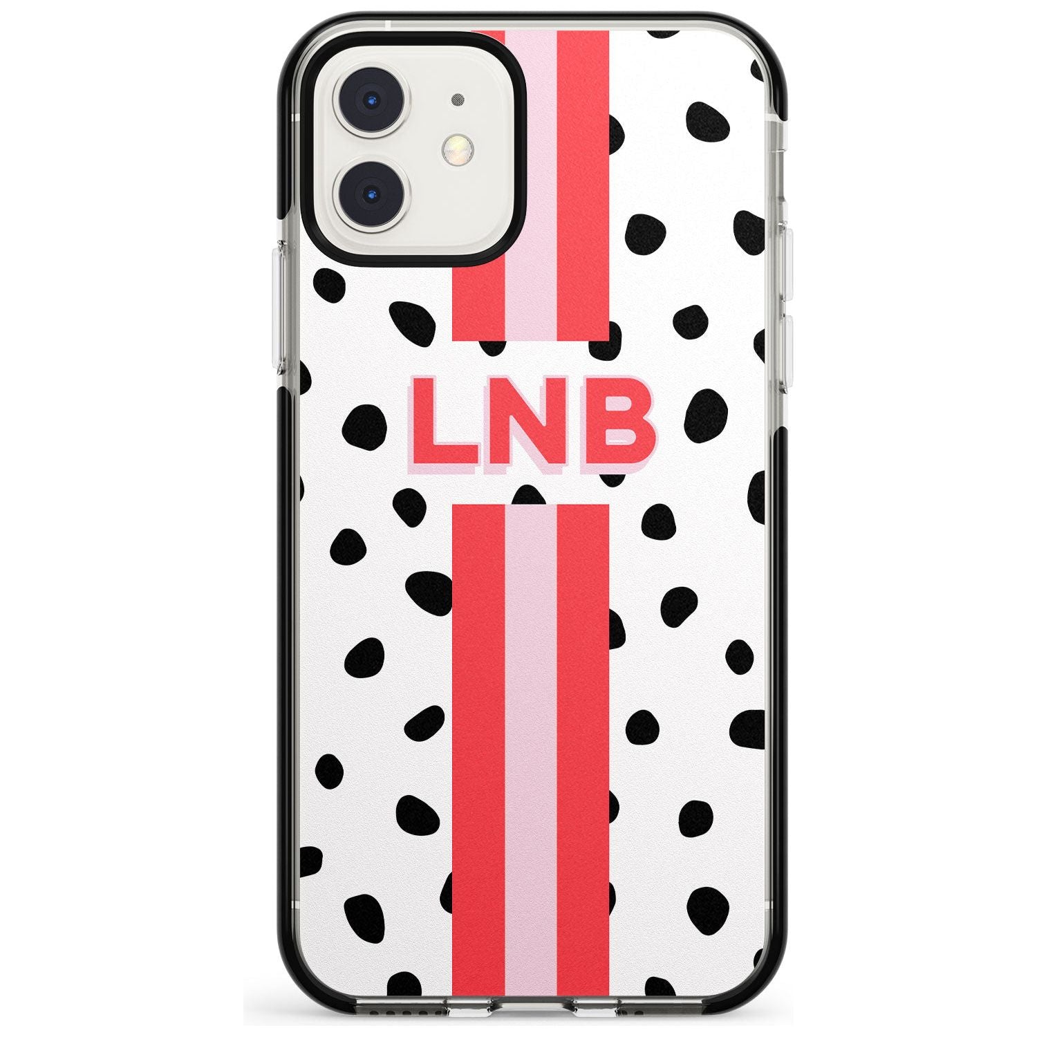 Custom Polka & Pink Stripe iPhone Case Black Impact Custom Phone Case - Case Warehouse