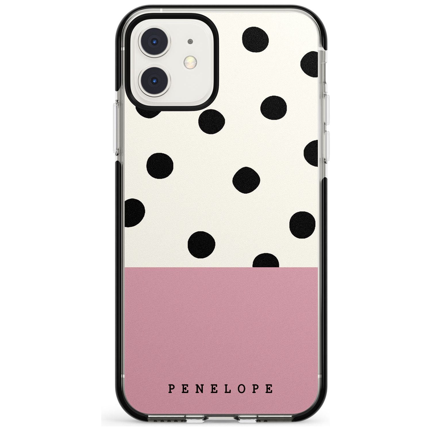 Pink Border Polka Dot iPhone Case Black Impact Custom Phone Case - Case Warehouse