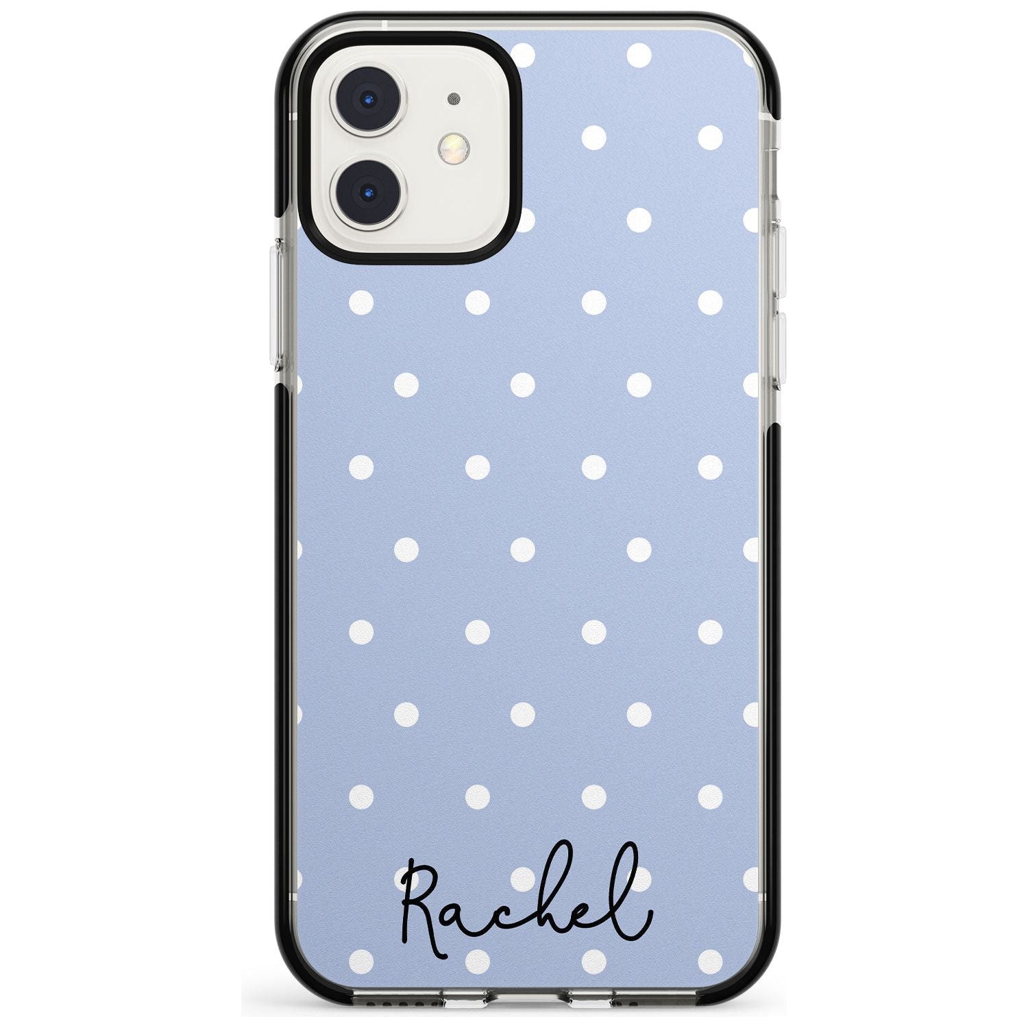 Simple Light Blue Dots iPhone Case Black Impact Custom Phone Case - Case Warehouse