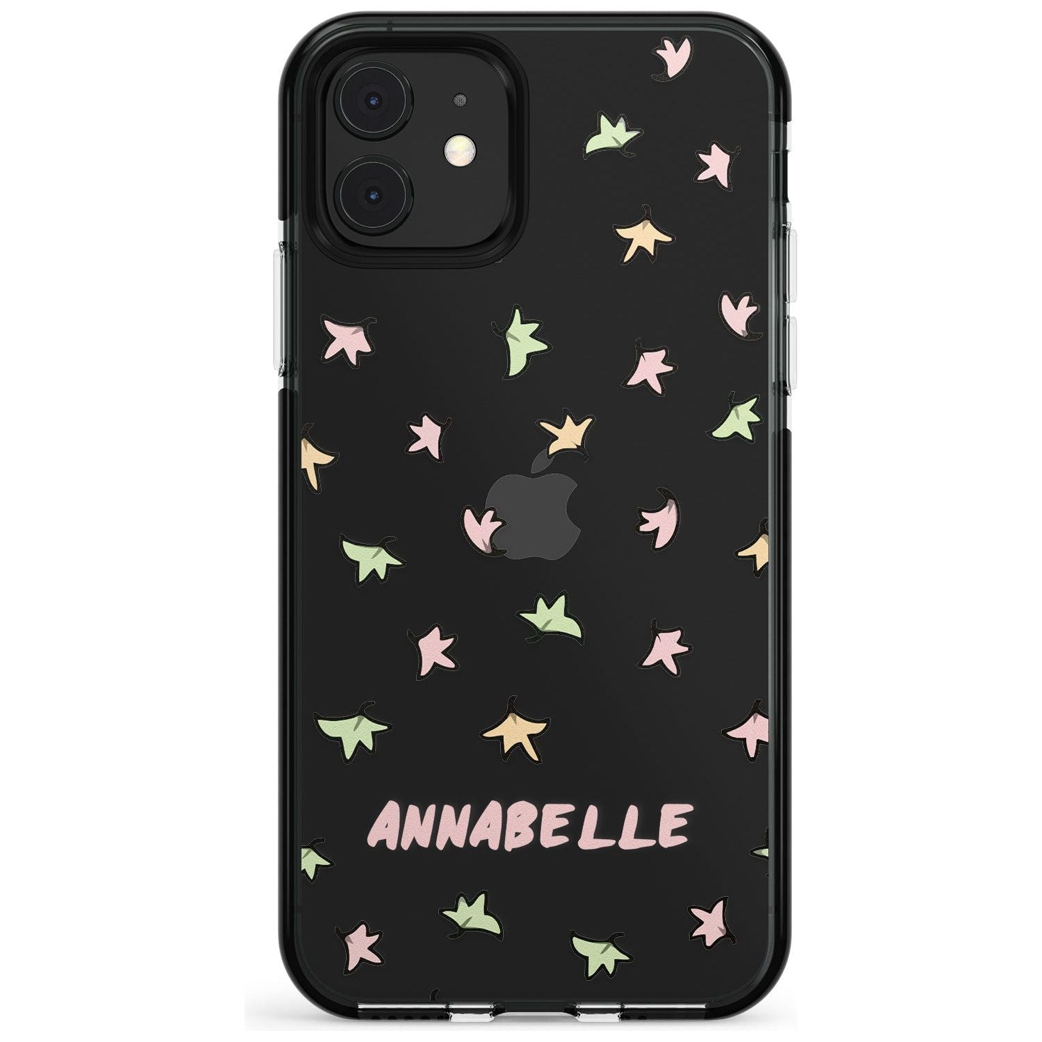 Personalised Custom Leaves Pattern Black Impact Phone Case for iPhone 11 Pro Max