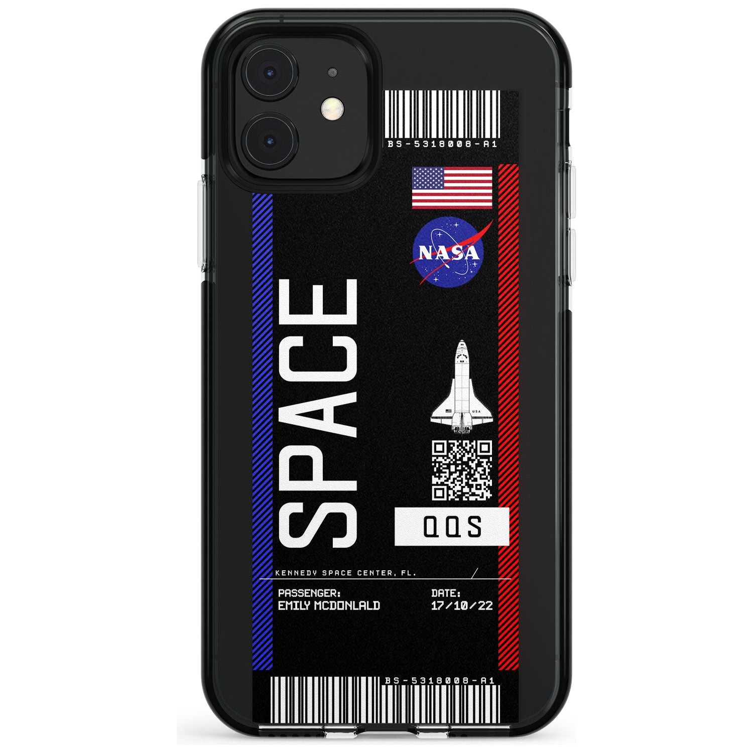 Personalised NASA Boarding Pass (Dark) Black Impact Phone Case for iPhone 11 Pro Max