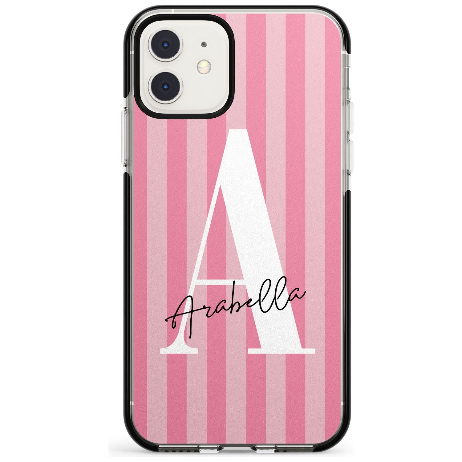 Pink on Pink Stripes iPhone Case Black Impact Custom Phone Case - Case Warehouse
