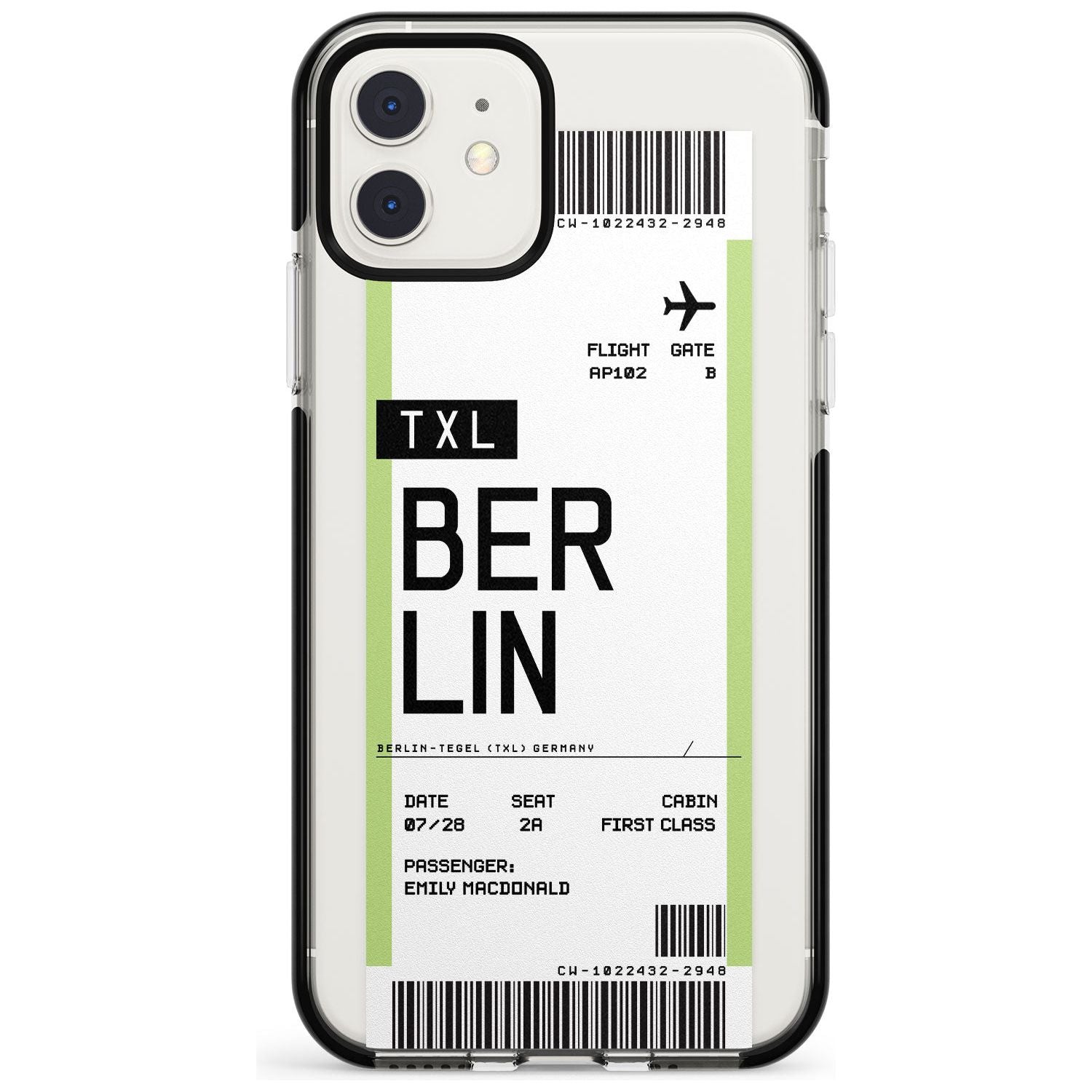 Berlin Boarding Pass iPhone Case Black Impact Custom Phone Case - Case Warehouse