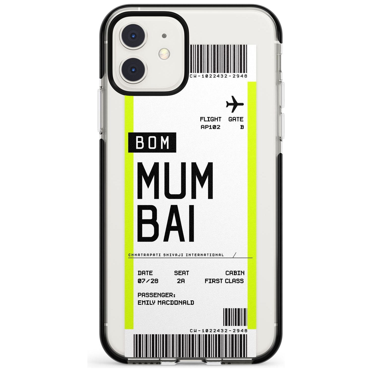 Mumbai Boarding Pass iPhone Case Black Impact Custom Phone Case - Case Warehouse