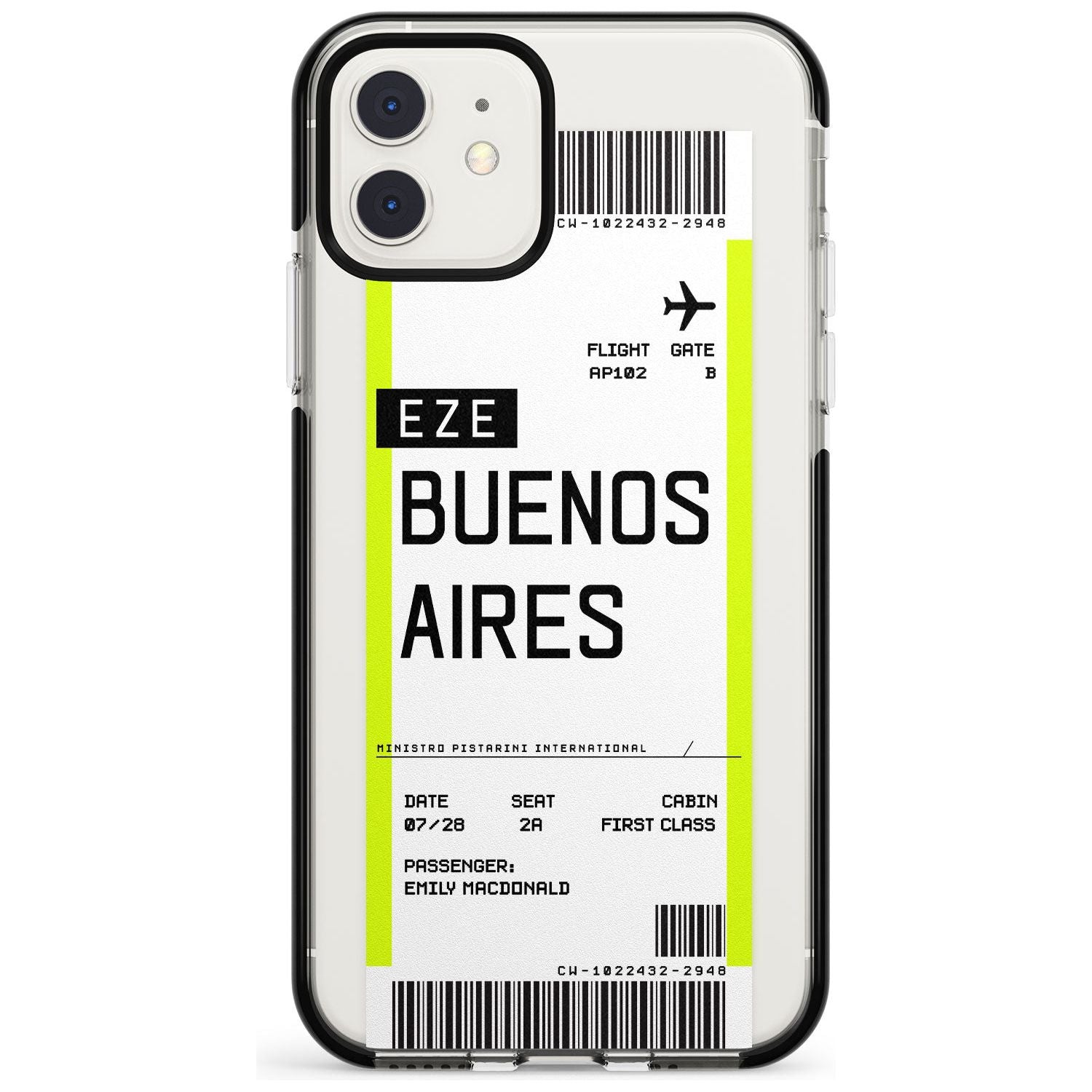 Buenos Aires Boarding Pass iPhone Case Black Impact Custom Phone Case - Case Warehouse