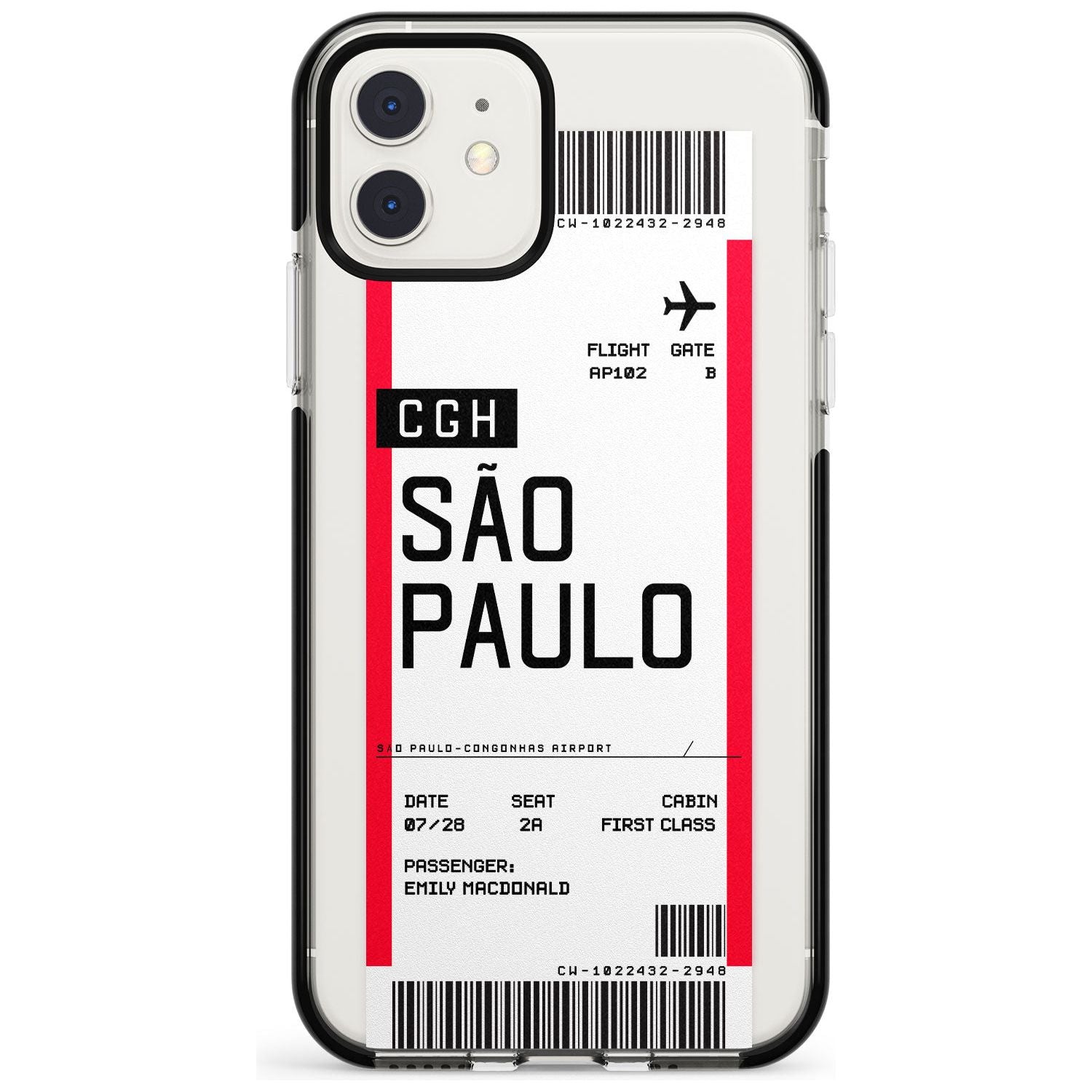 São Paulo Boarding Pass iPhone Case Black Impact Custom Phone Case - Case Warehouse
