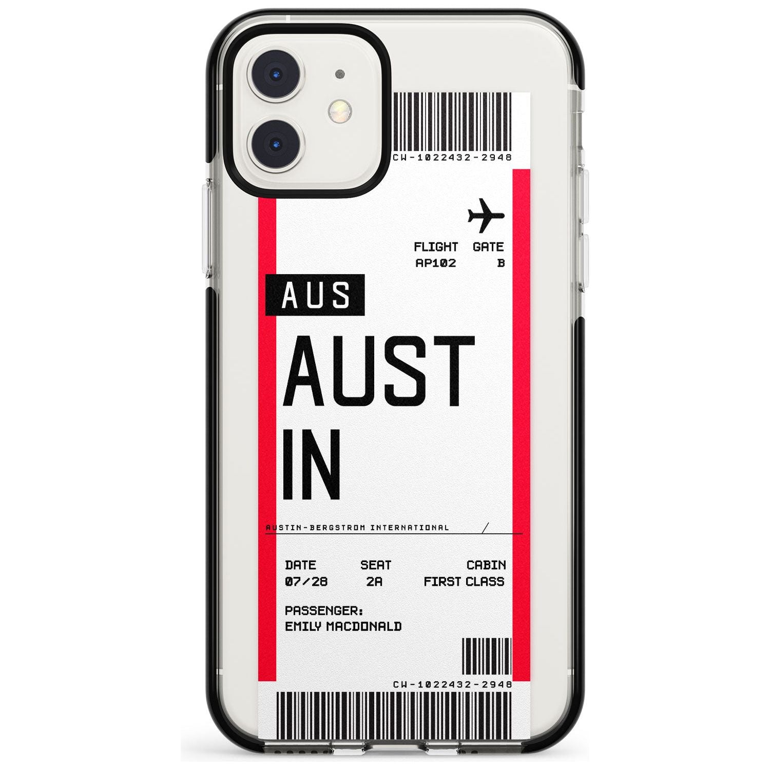 Austin Boarding Pass iPhone Case Black Impact Custom Phone Case - Case Warehouse