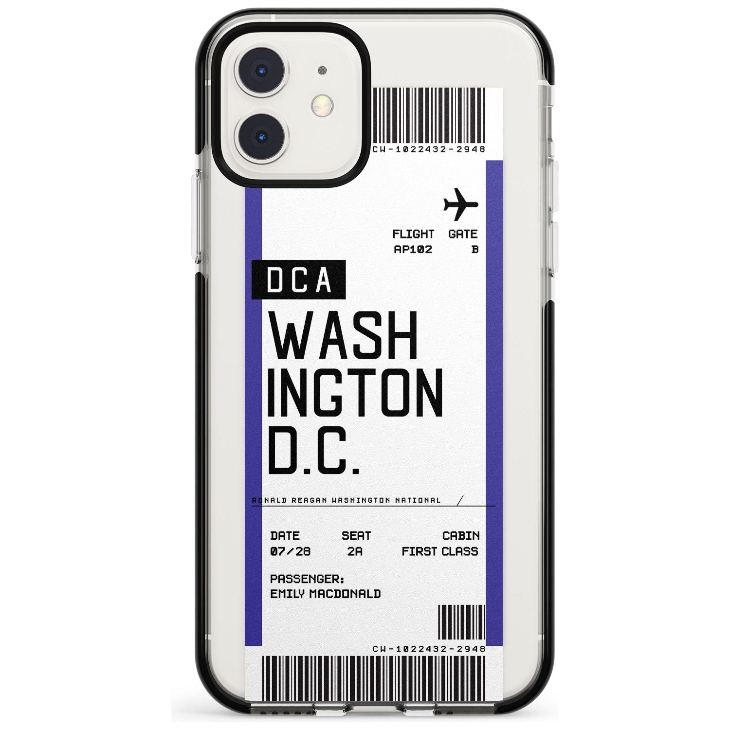 Washington D.C. Boarding Pass iPhone Case Black Impact Custom Phone Case - Case Warehouse