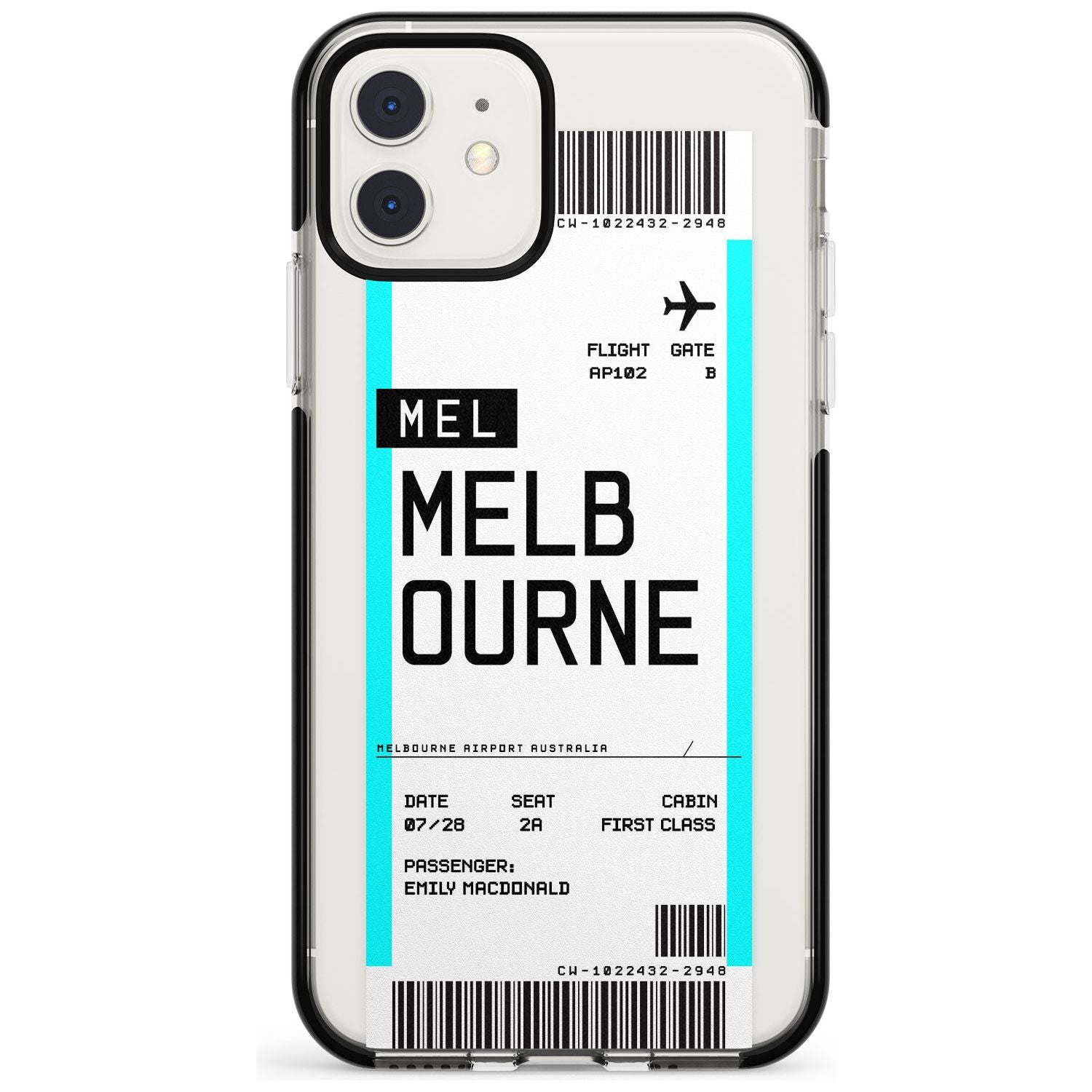 Melbourne Boarding Pass iPhone Case Black Impact Custom Phone Case - Case Warehouse
