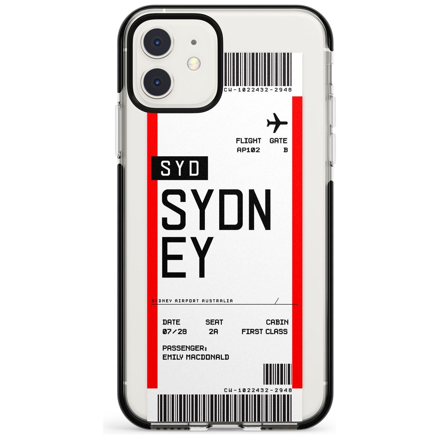 Sydney Boarding Pass iPhone Case Black Impact Custom Phone Case - Case Warehouse