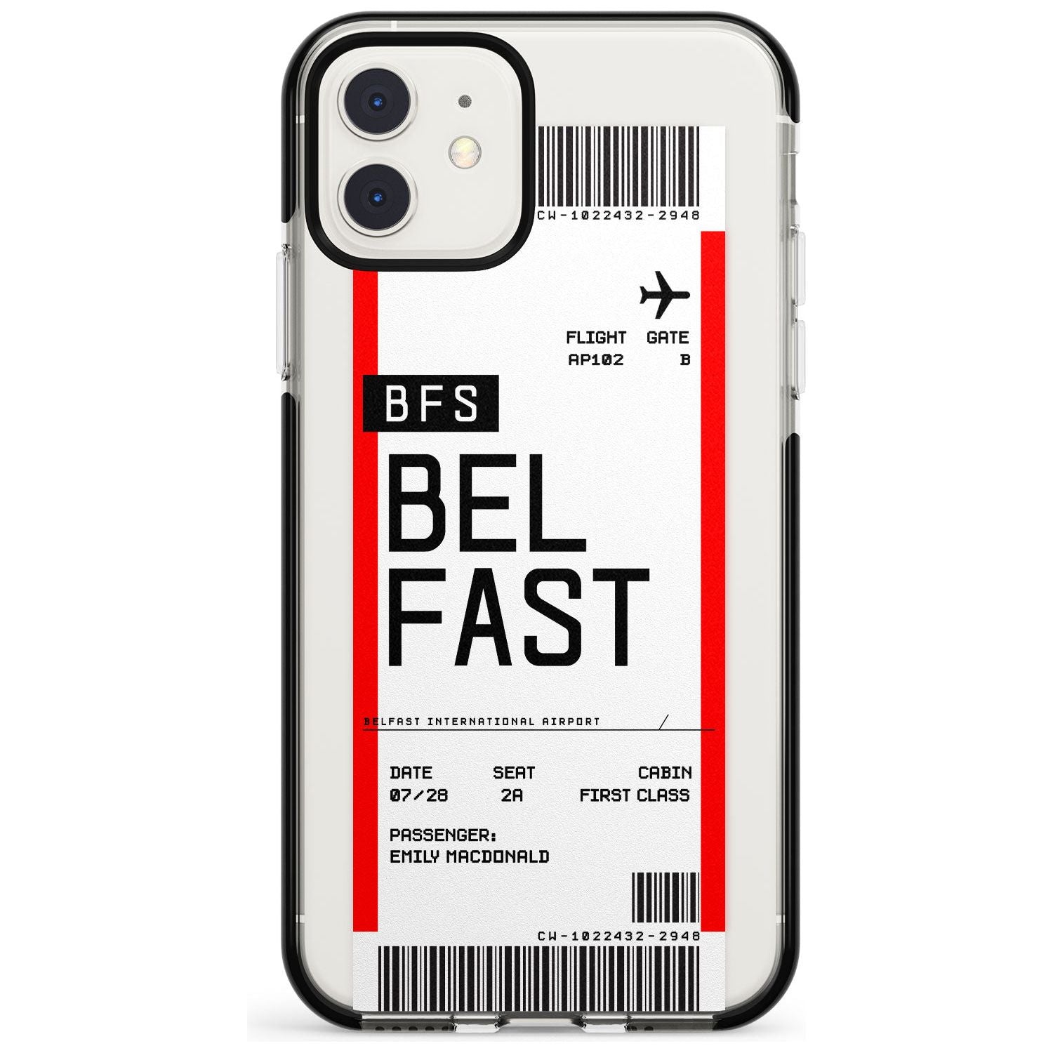 Belfast Boarding Pass Black Impact Custom Phone Case - Case Warehouse