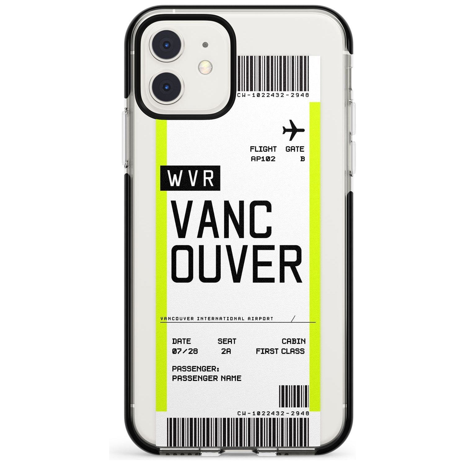 Vancouver Boarding Pass iPhone Case Black Impact Custom Phone Case - Case Warehouse