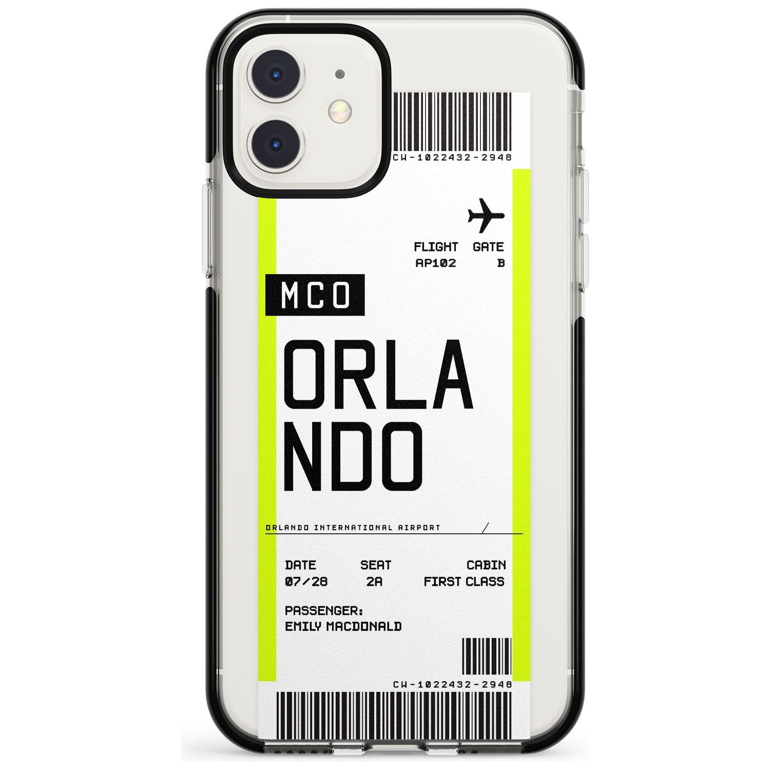 Orlando Boarding Pass iPhone Case Black Impact Custom Phone Case - Case Warehouse